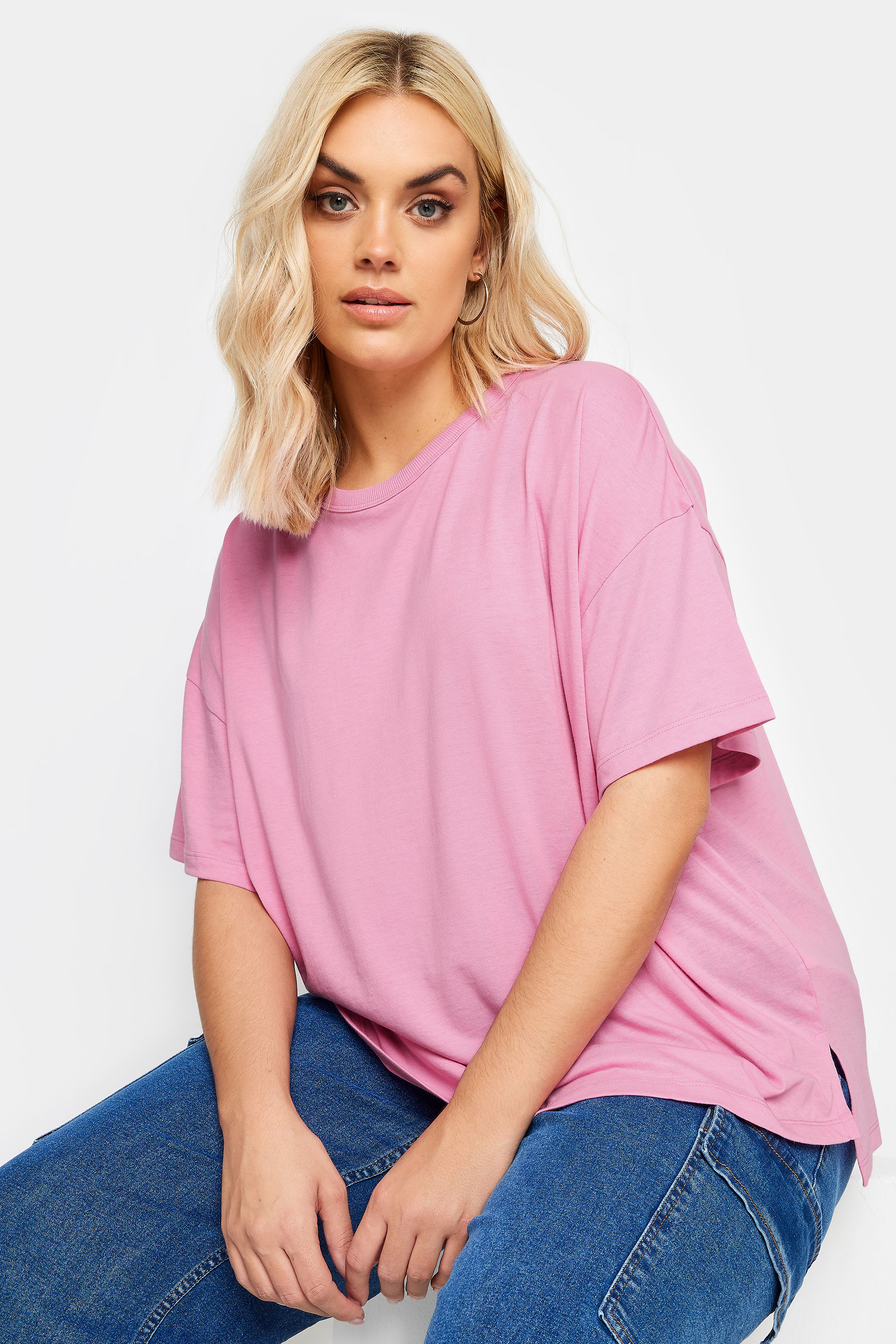 LIMITED COLLECTION Plus Size Pink Step Hem Top | Yours Clothing 2