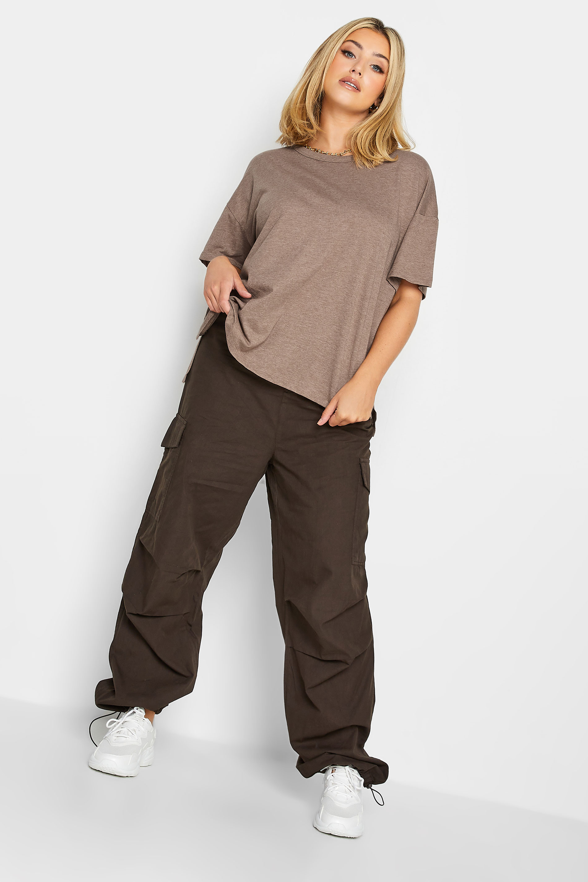 YOURS Plus Size Brown Step Hem T-Shirt | Yours Clothing 2
