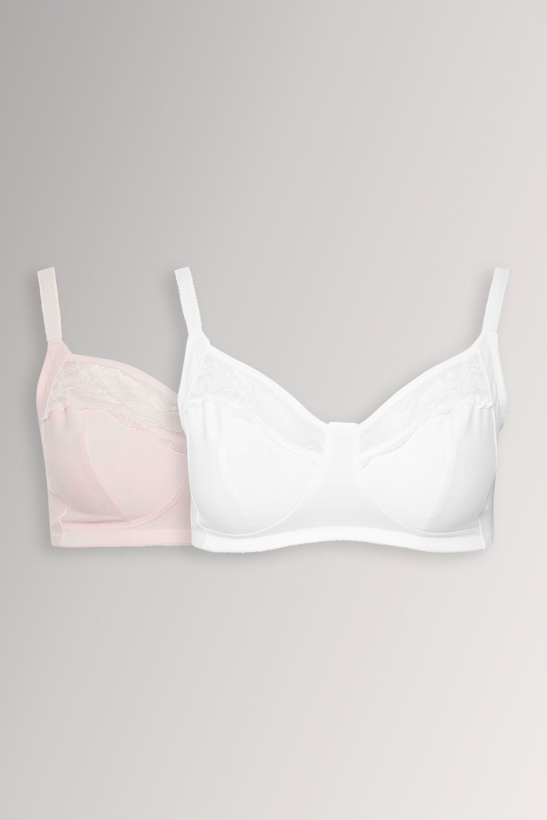 YOURSET 2 PACK Plus Size Pink Cotton Lace Trim Non-Padded Non-Wired Bralette | Yours Clothing 3