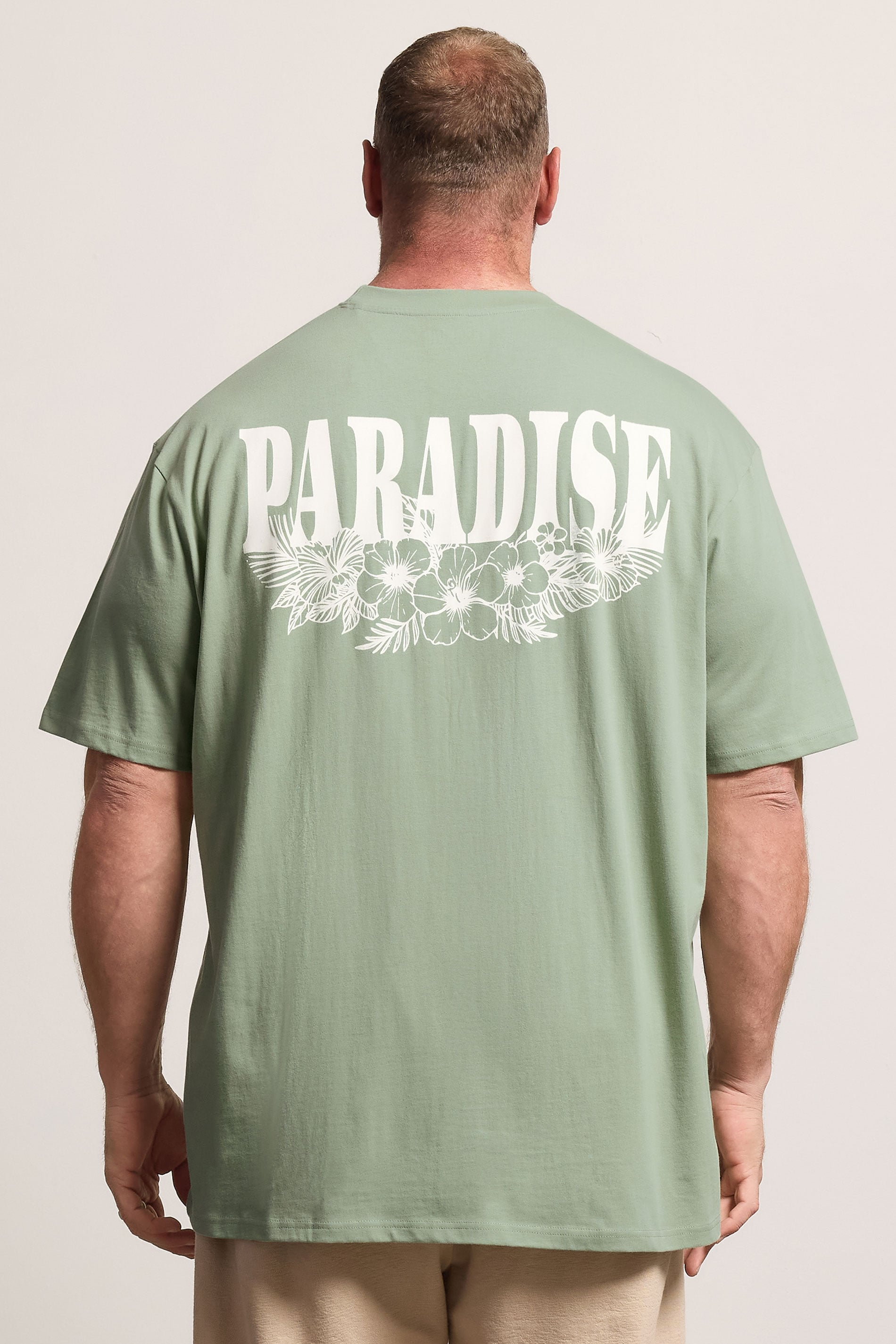 BadRhino Big & Tall Green Extra Long 'Paradise' Graphic T-Shirt 2