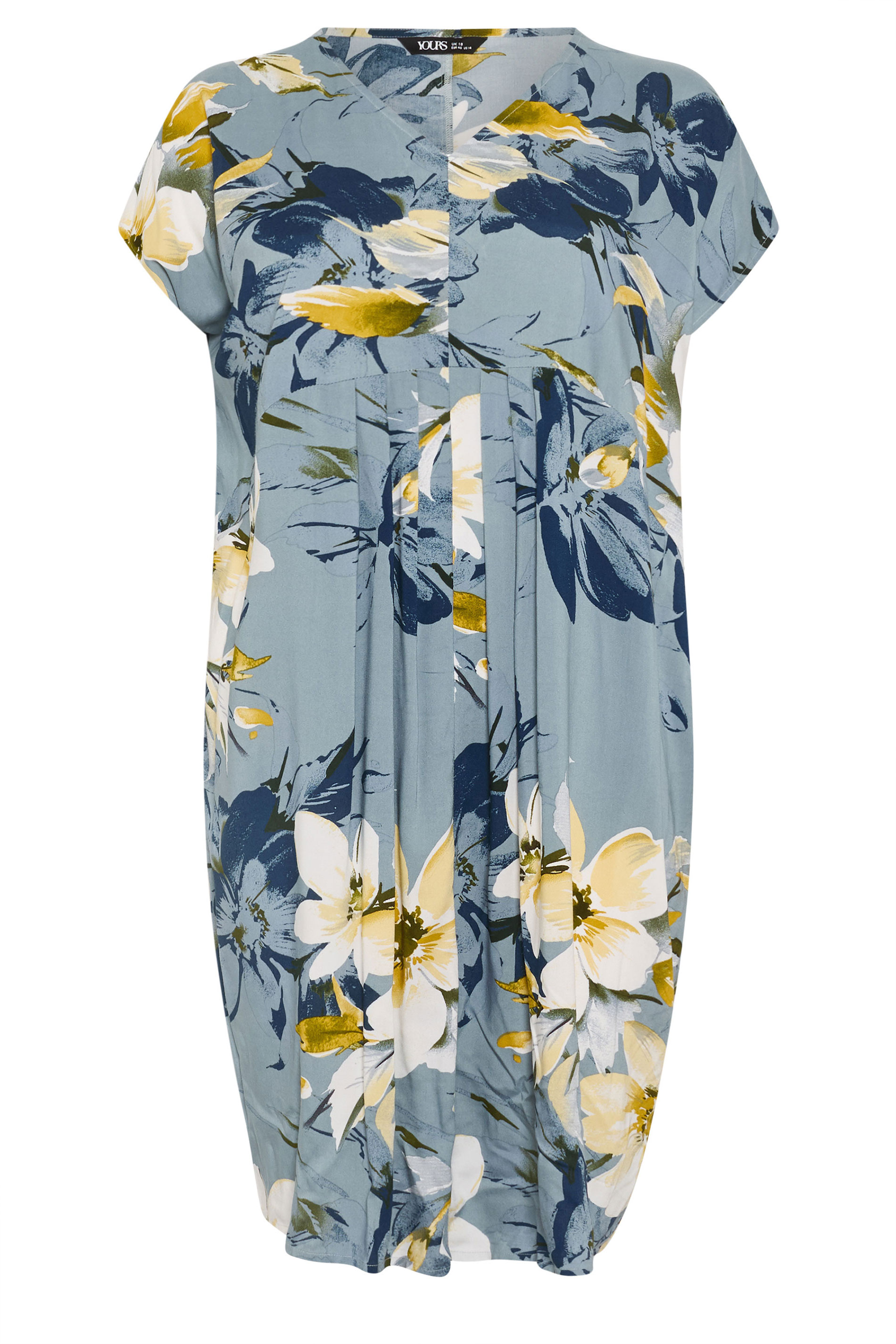YOURS Plus Size Grey Floral Pleat Front Dress | Yours Clothing 5