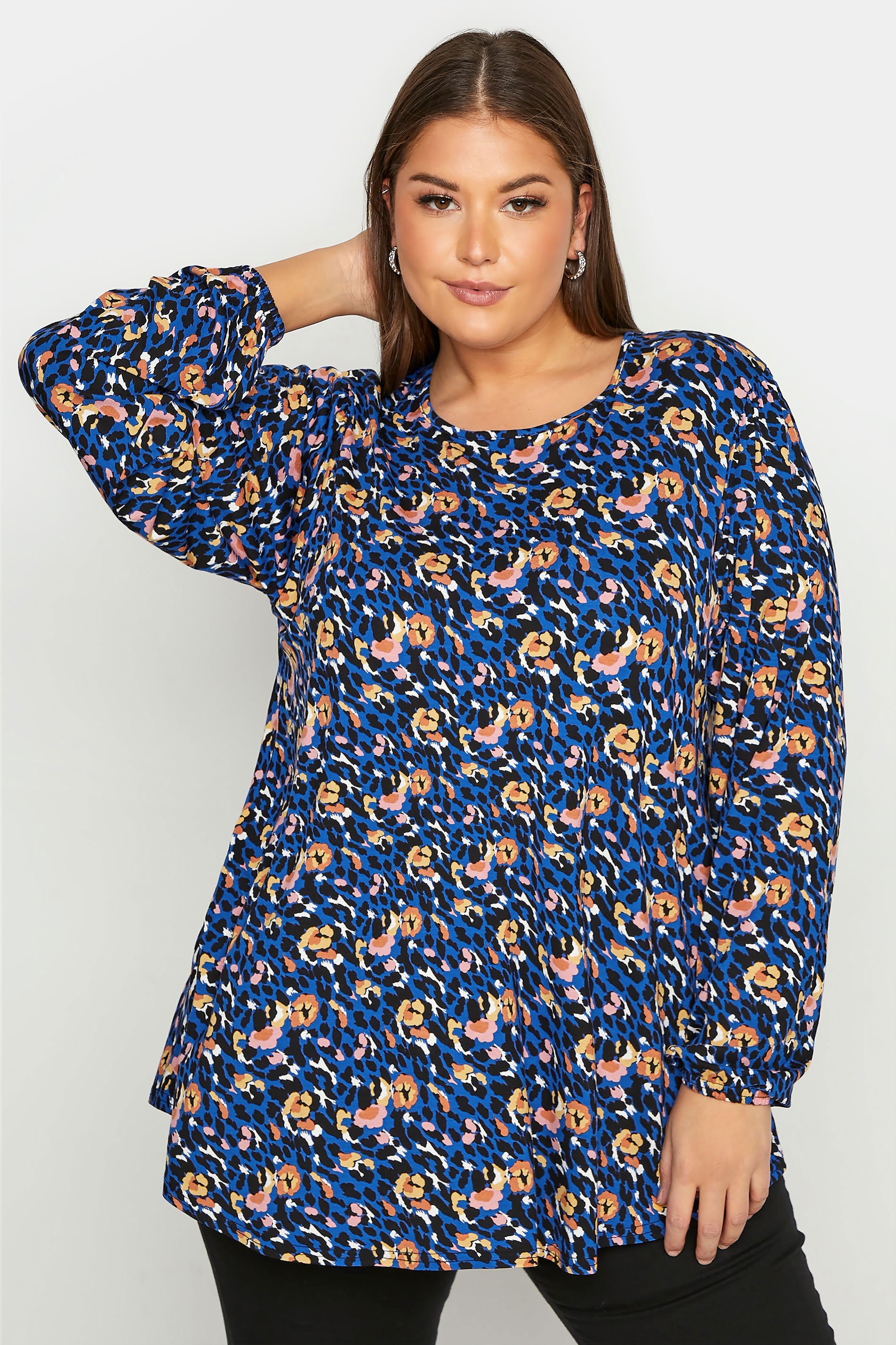 Plus Size LIMITED COLLECTON Cobalt Blue Leopard Print Swing Top | Yours ...