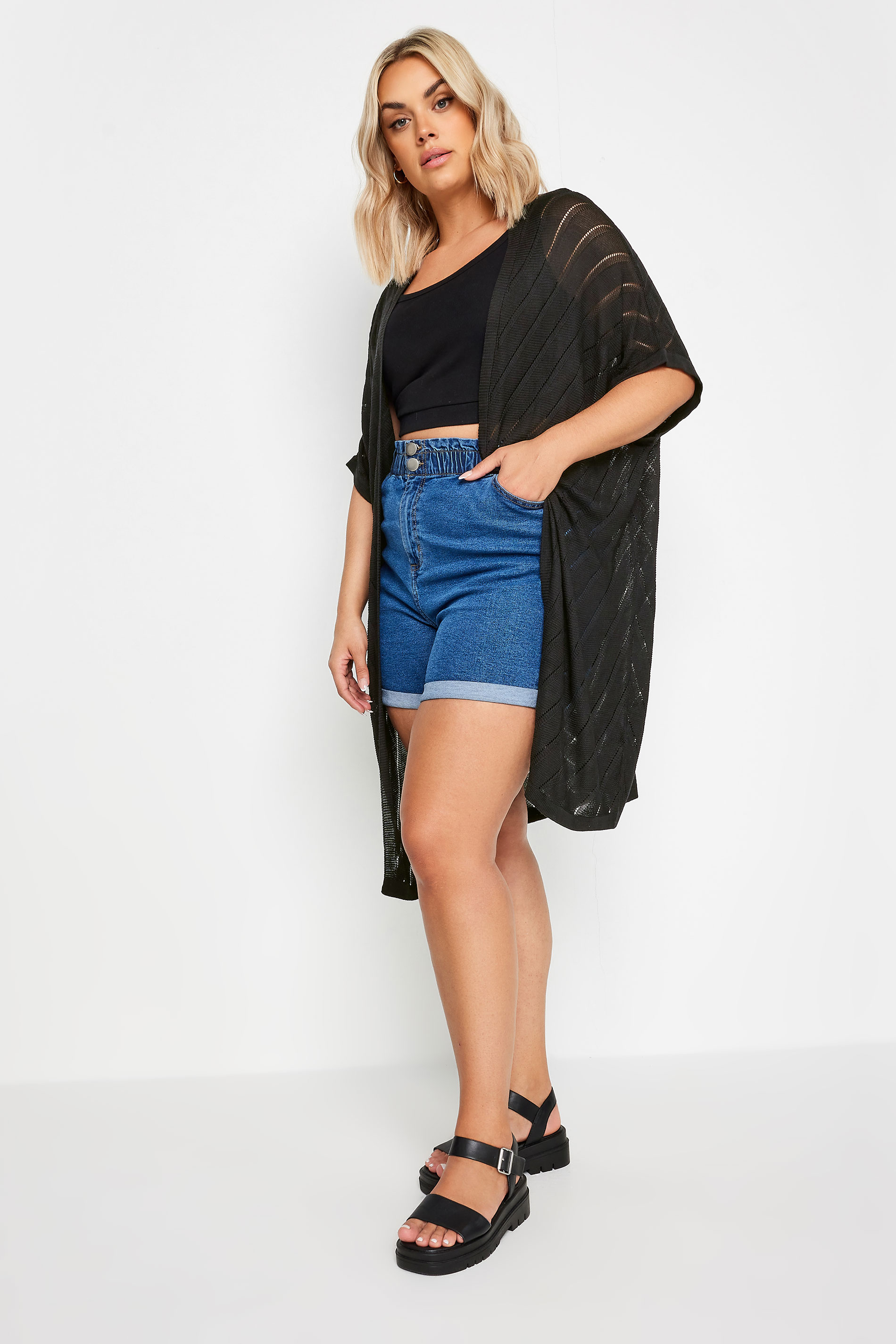 YOURS Plus Size Black Chevron Detail Cardigan | Yours Clothing 2