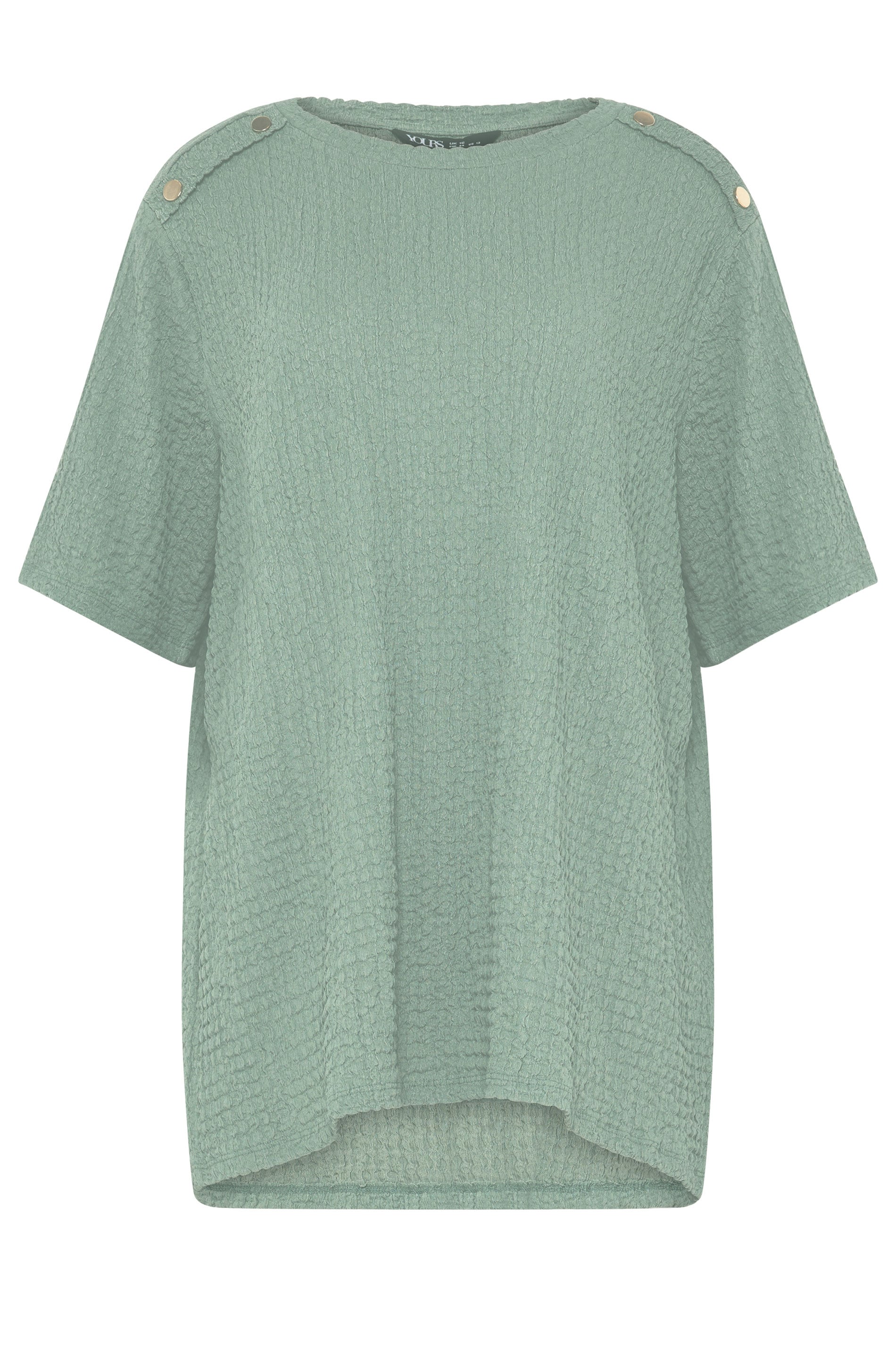 YOURS Plus Size Sage Green Button Detail Bubble Texture Top | Yours Clothing 5
