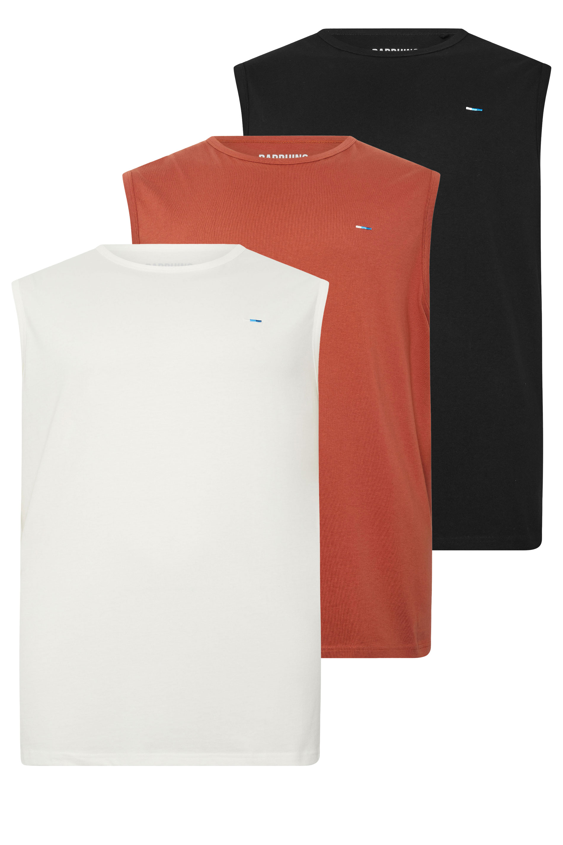 BadRhino Big & Tall 3 PACK Black/Off White/Clay Orange Muscle Vests | BadRhino 3