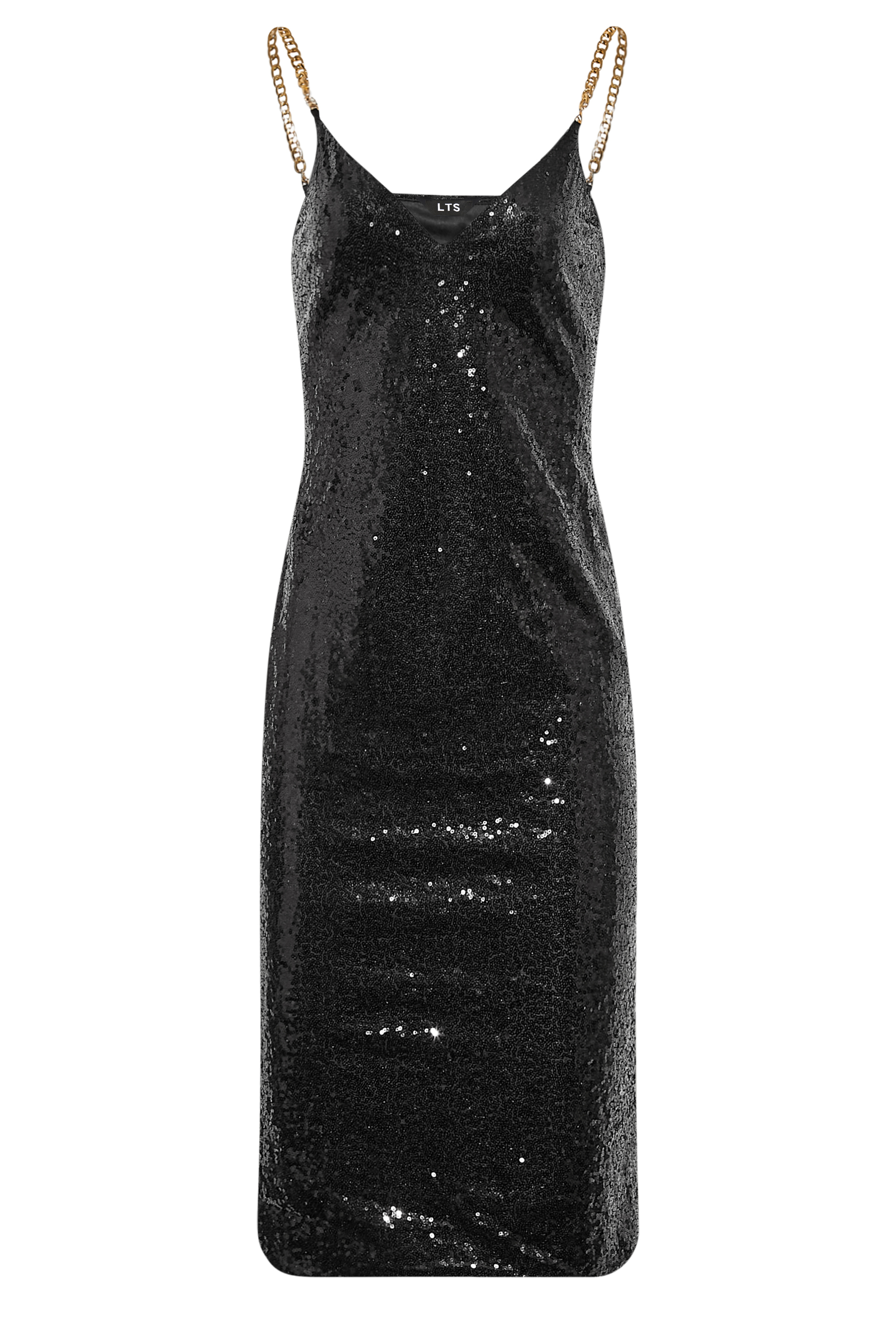 LTS Tall Women's Black Sequin Chain Strap Mini Dress | Long Tall Sally 2