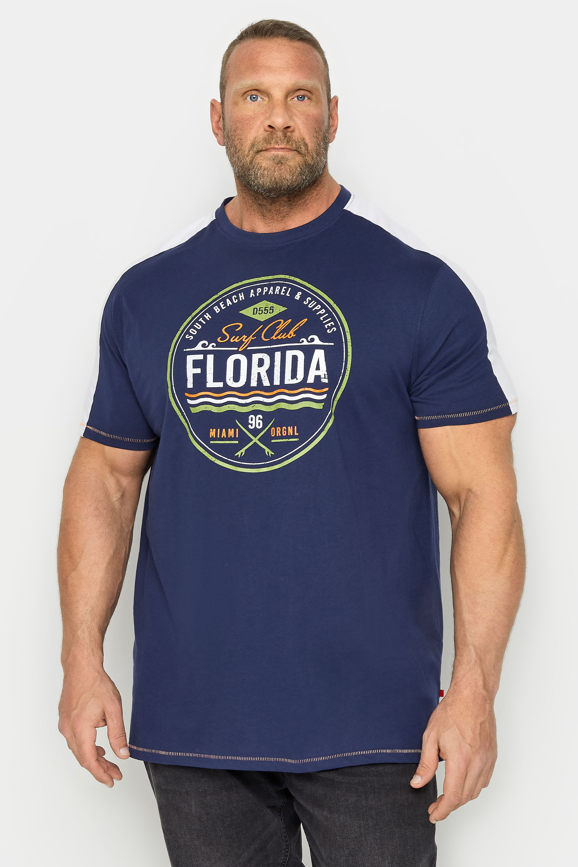 D555 Big & Tall Blue 'Florida Surf Club' T-Shirt | BadRhino 1