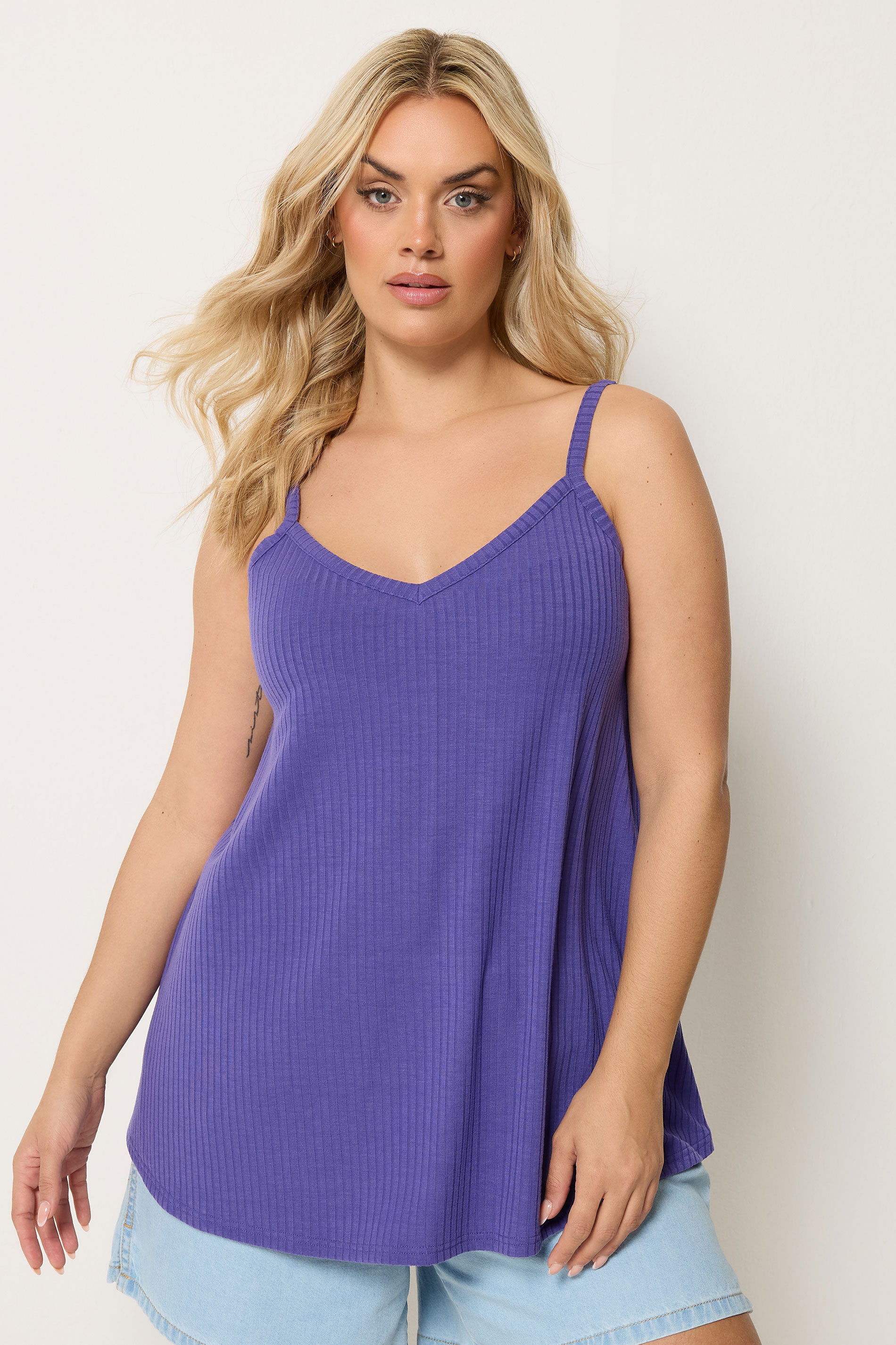 YOURS Plus Size Purple Swing Vest Top | Yours Clothing 3