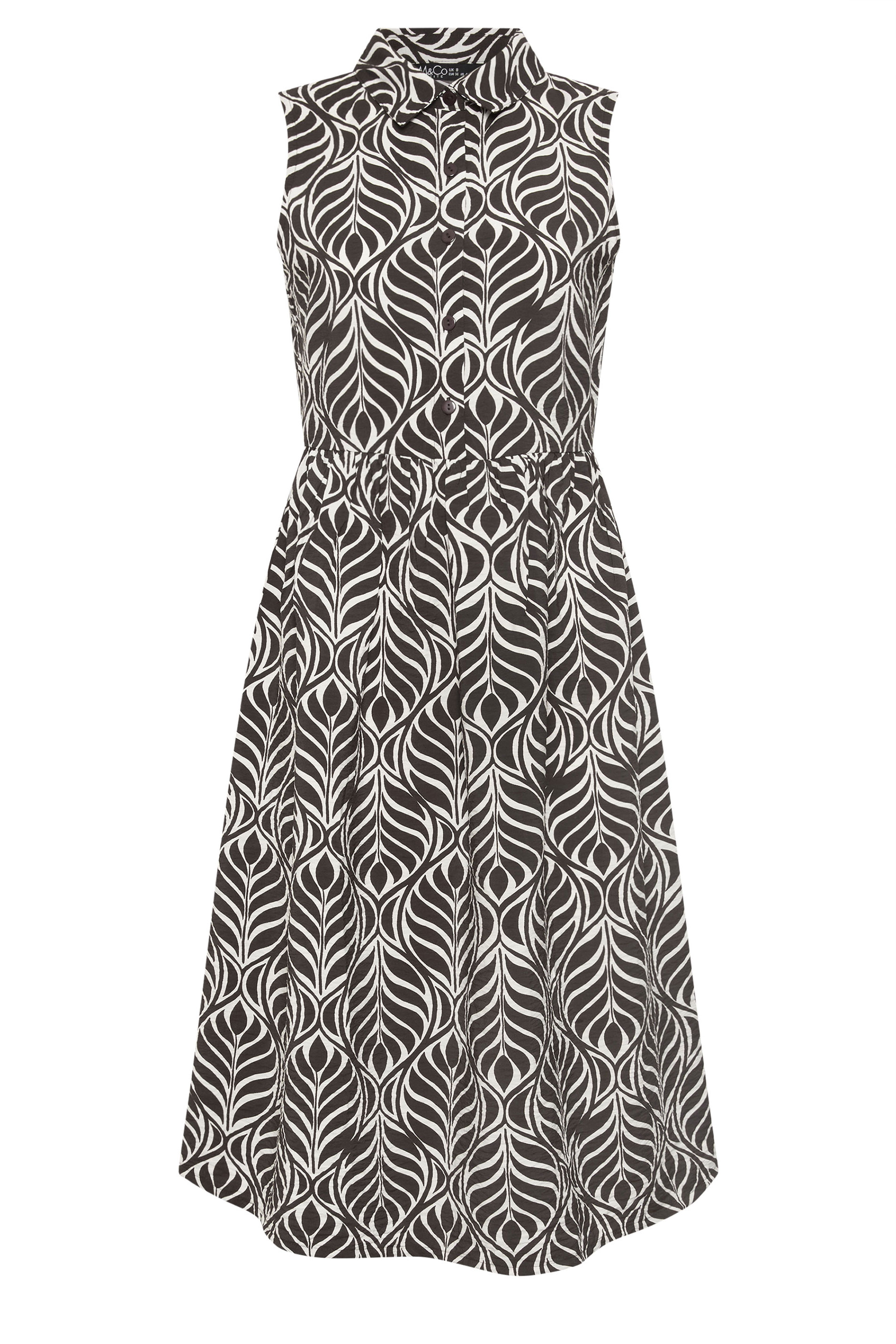 M&Co Petite Chocolate Brown Abstract Print Sleeveless Shirt Dress | M&Co 5