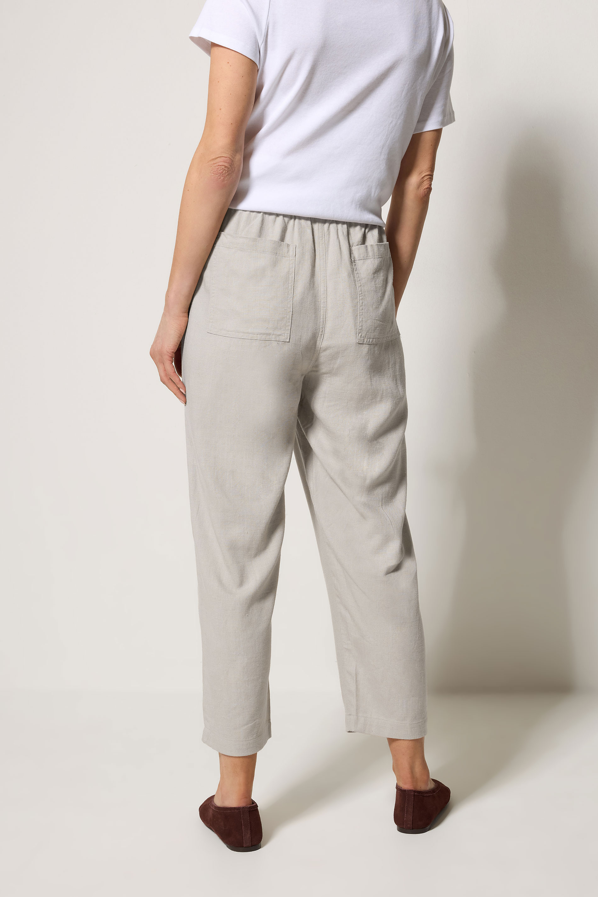 M&Co Natural Brown Linen Cropped Trousers | M&Co 2