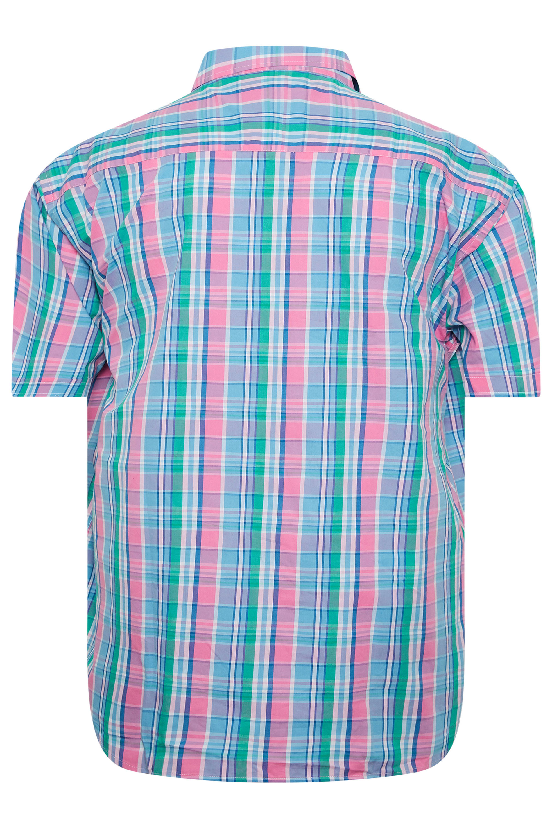KAM Big & Tall Pink Check Short Sleeve Shirt | BadRhino 4