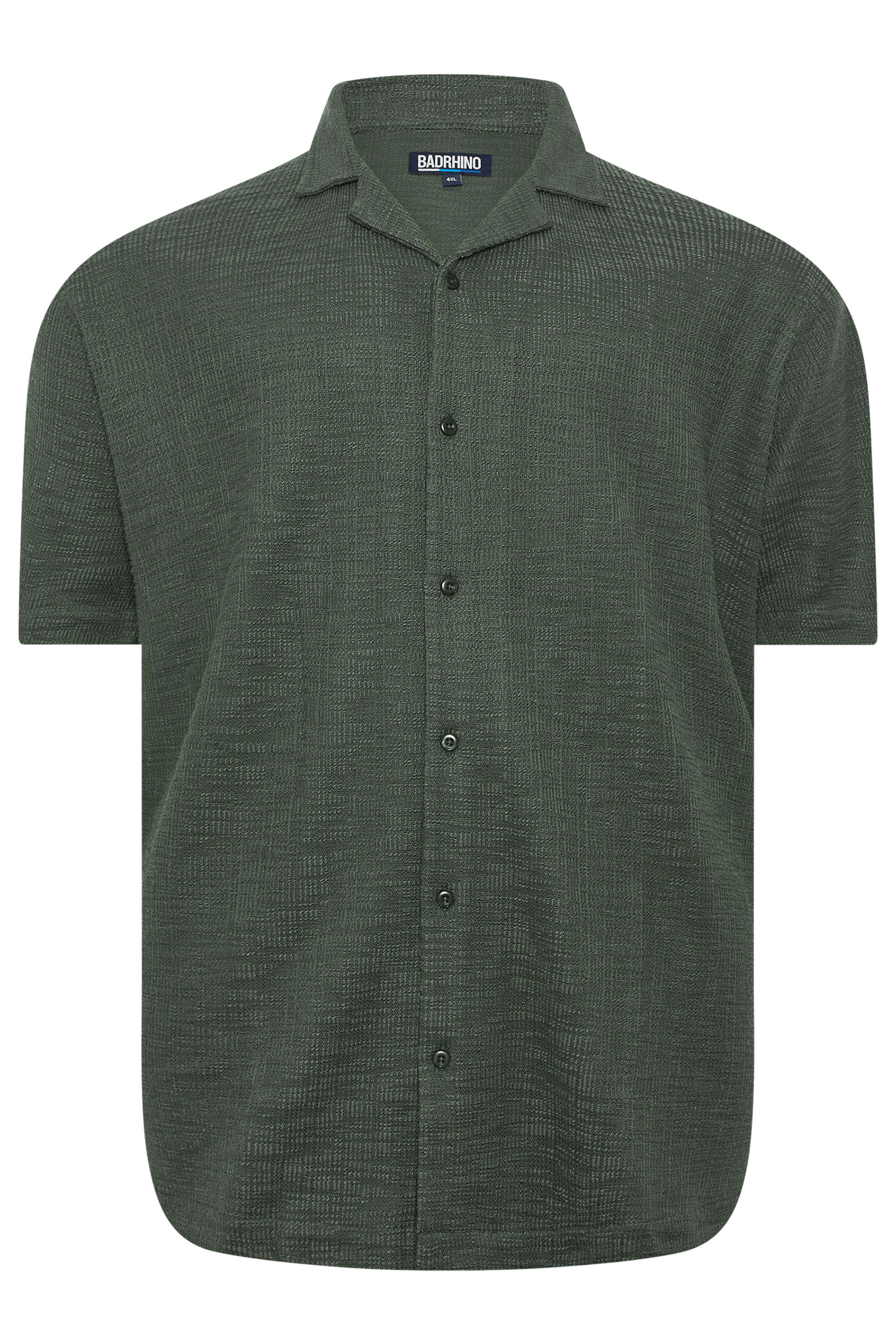 BadRhino Big & Tall Green Textured Revere Shirt | BadRhino 6