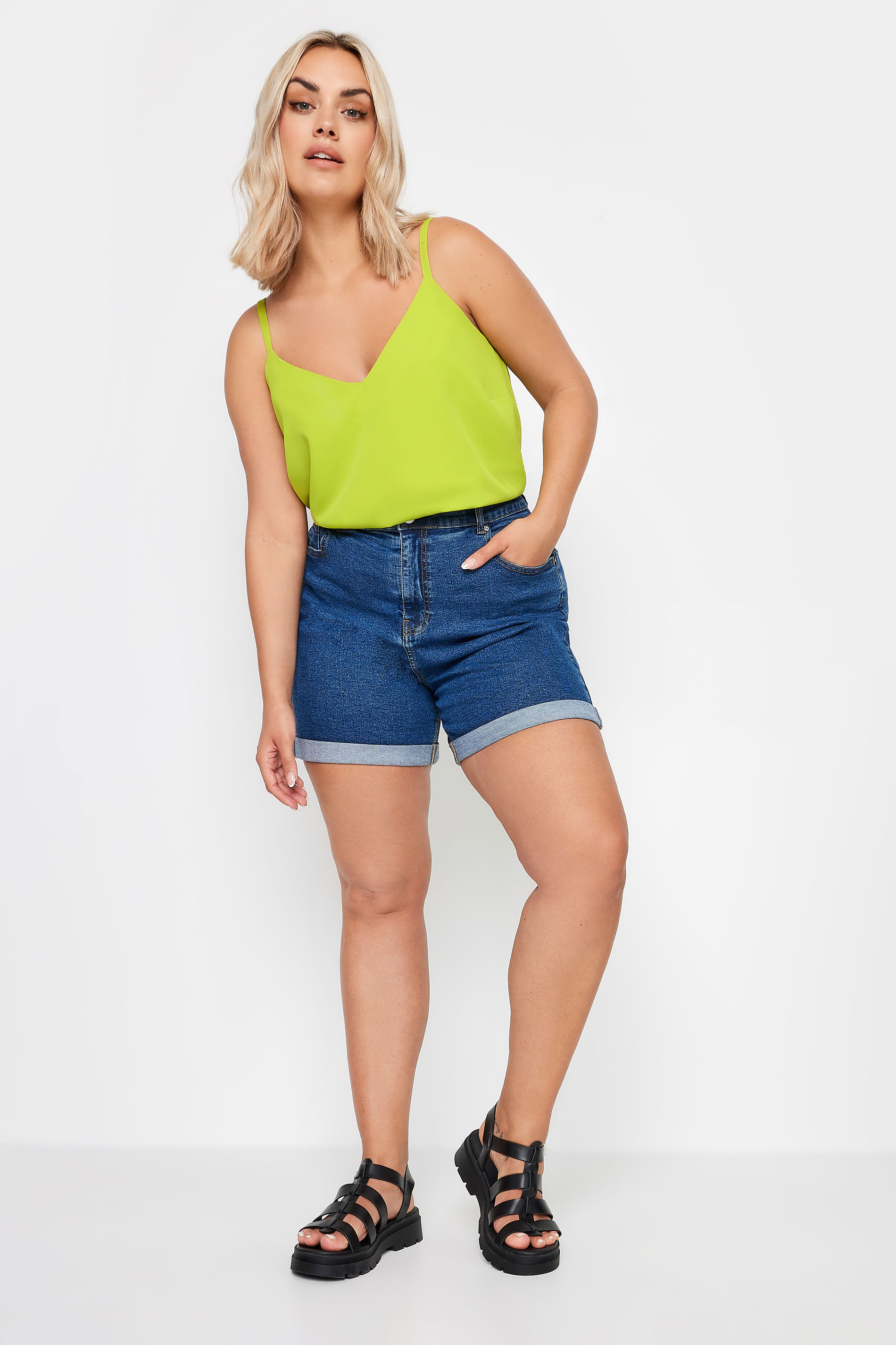 YOURS Plus Size Green Cami Vest Top | Yours Clothing 2