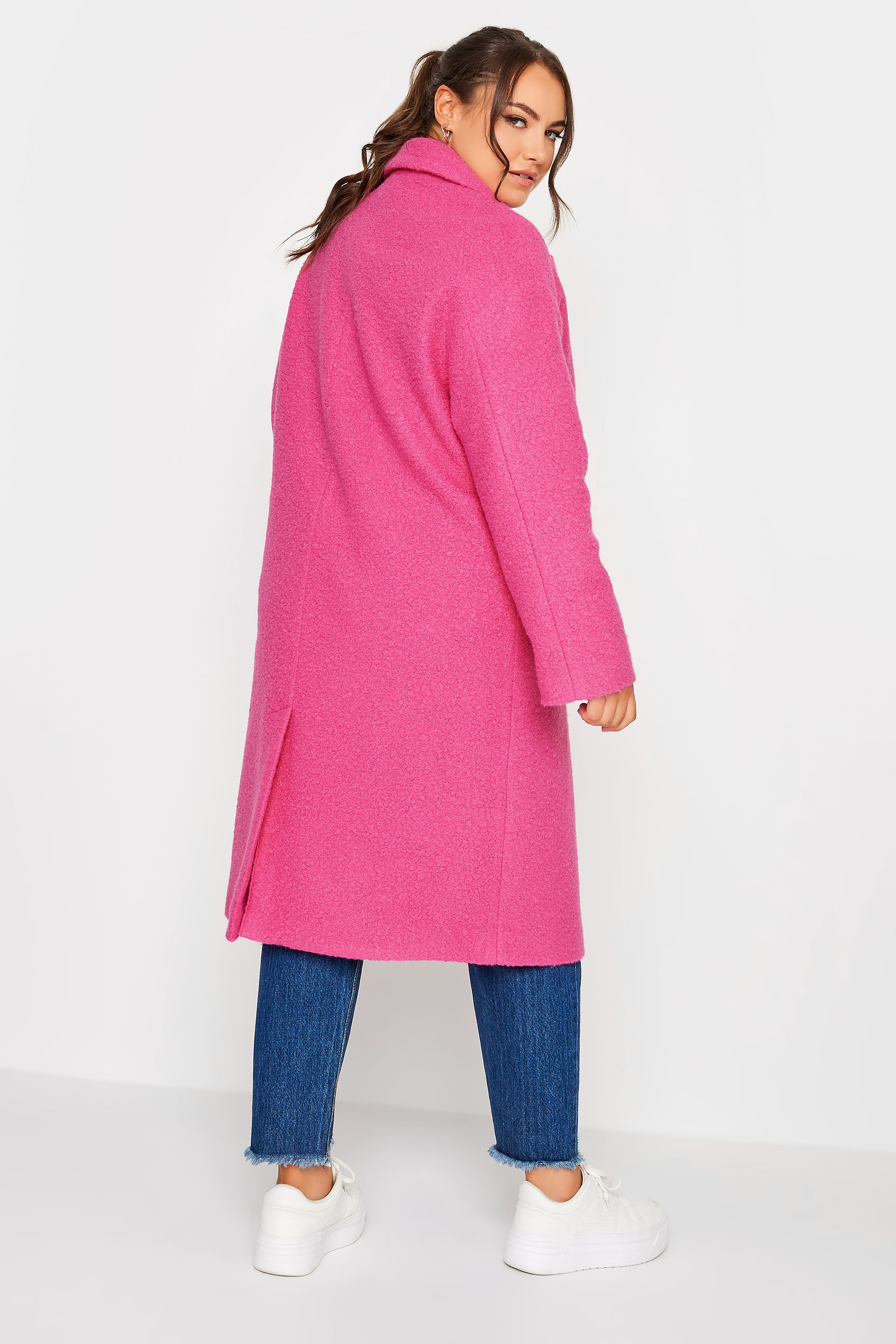 YOURS Plus Size Pink Boucle Coat | Yours Clothing