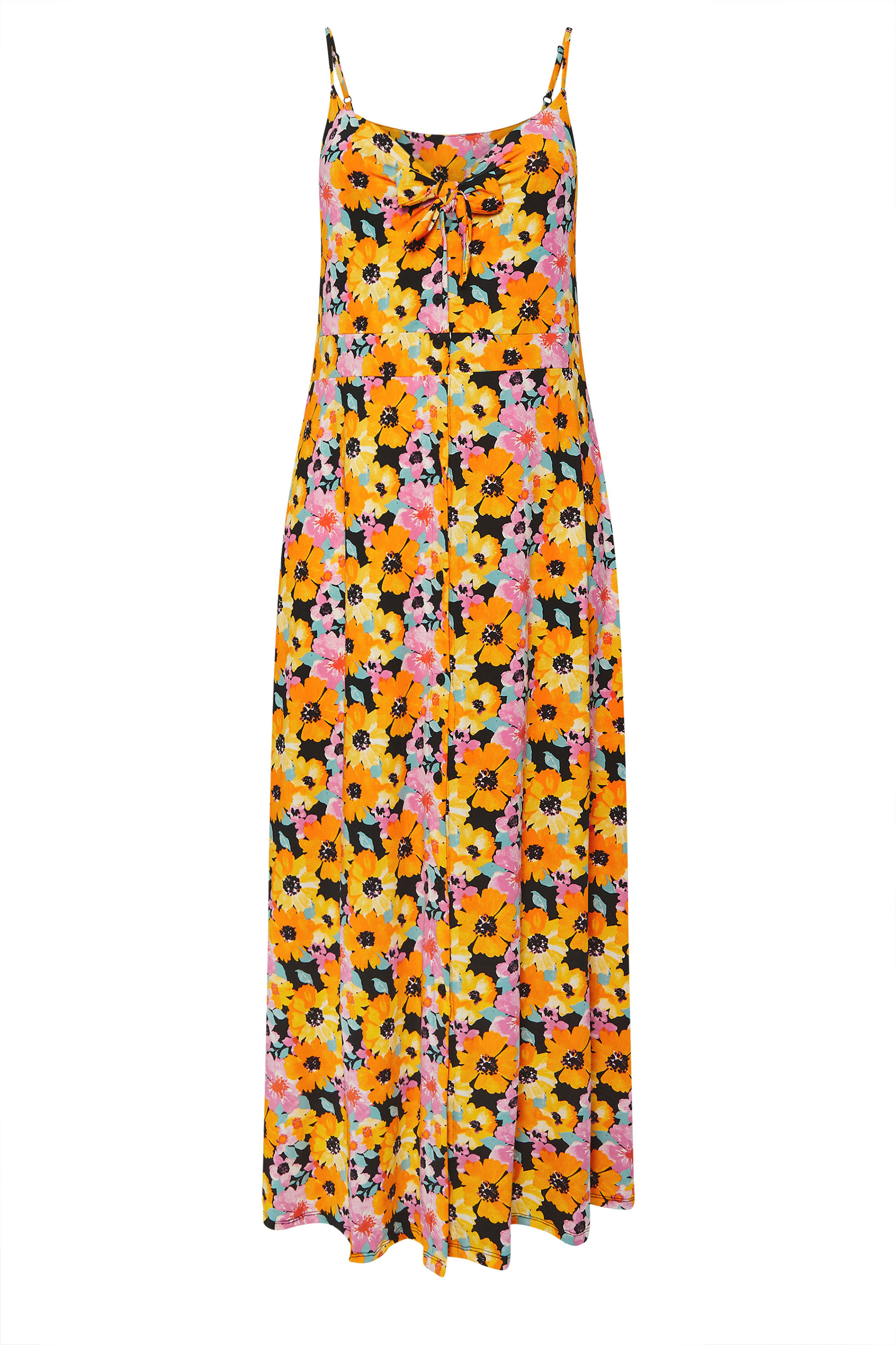 YOURS Plus Size Black & Orange Floral Print Maxi Dress | Yours Clothing 5