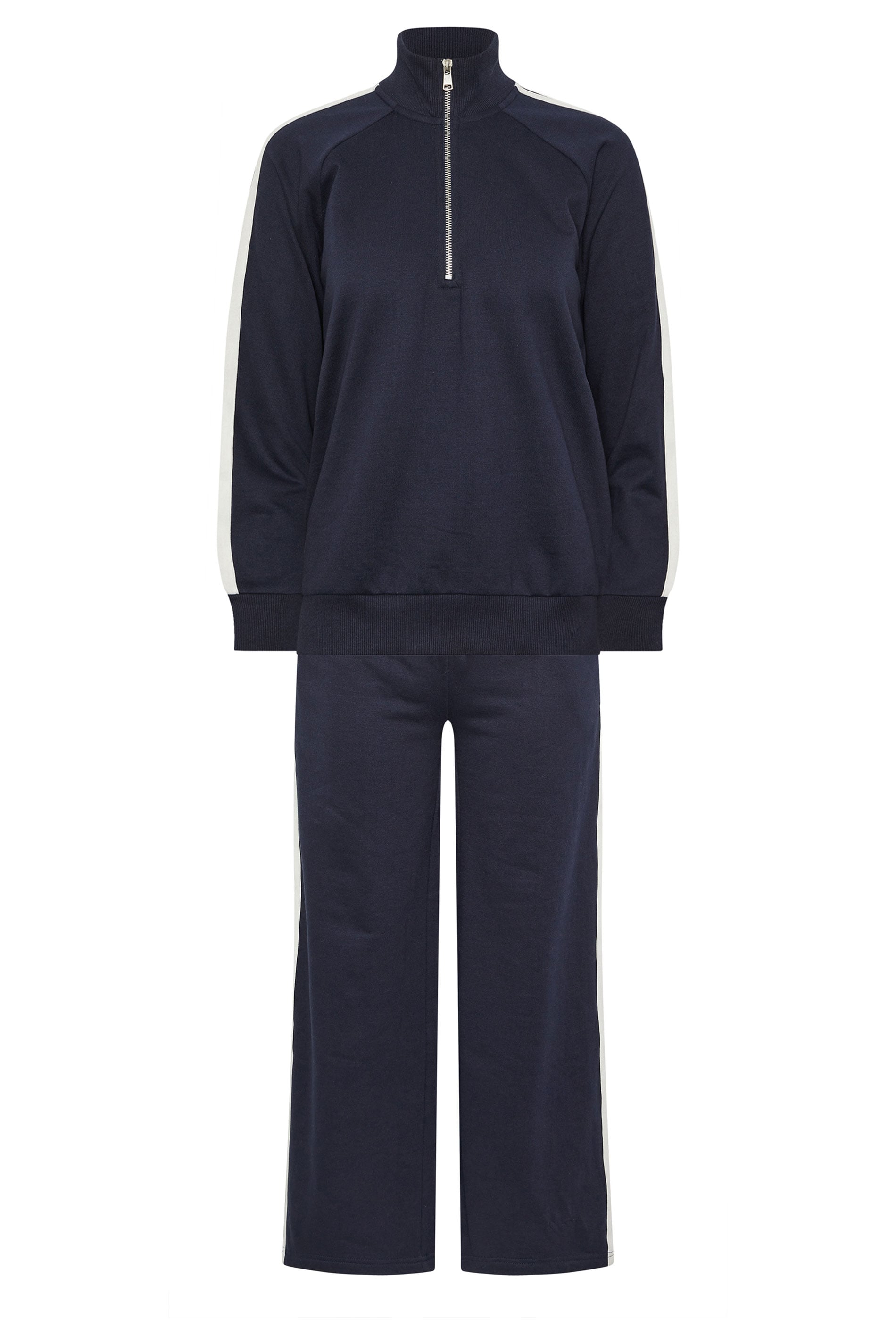 PixieGirl Petite Women's Set Navy Blue Stripe Cotton Sweatshirt & Wide Leg Joggers | PixieGirl 9