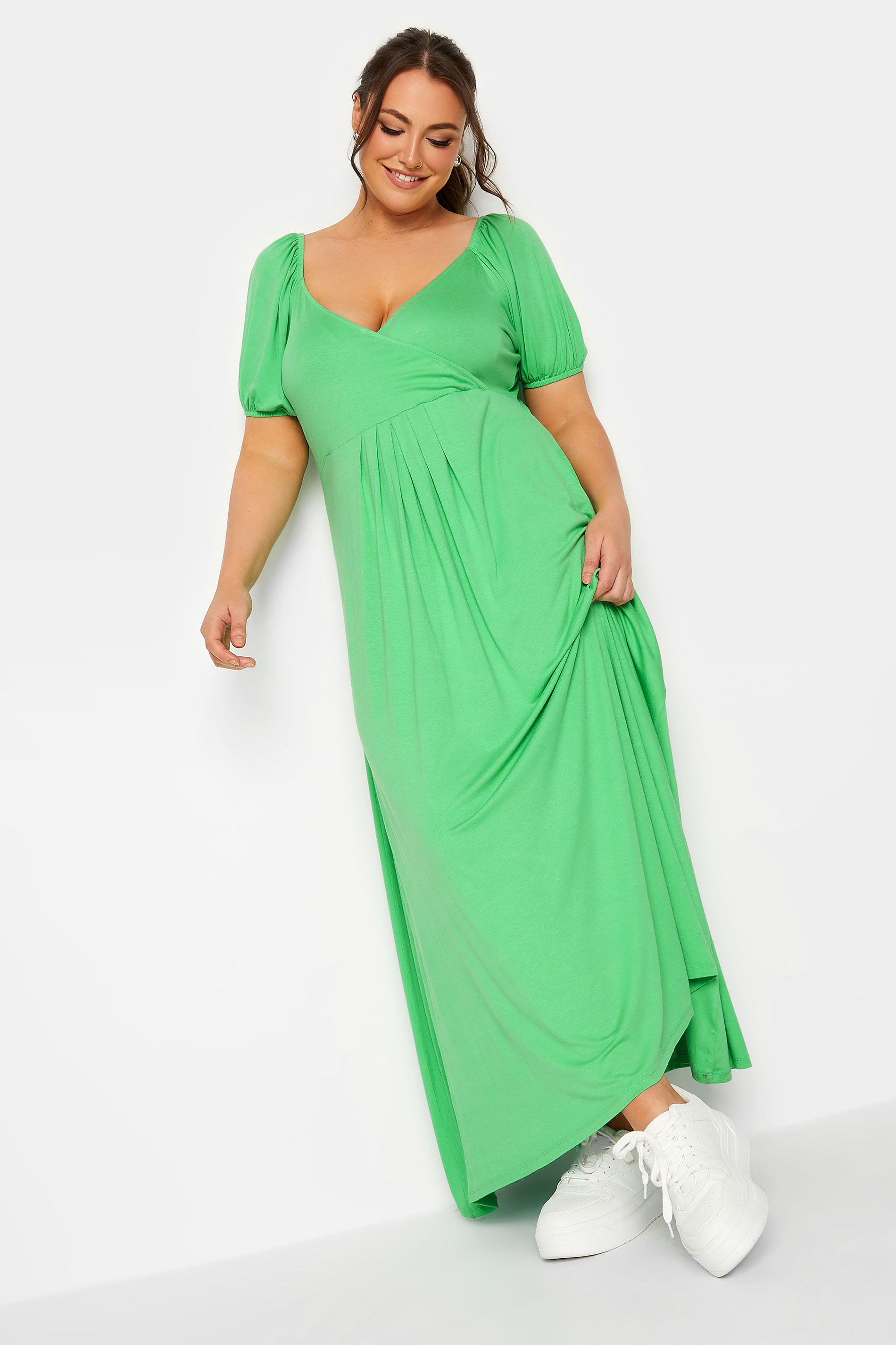 LIMITED COLLECTION Plus Size Green Wrap Maxi Dress | Yours Clothing 1
