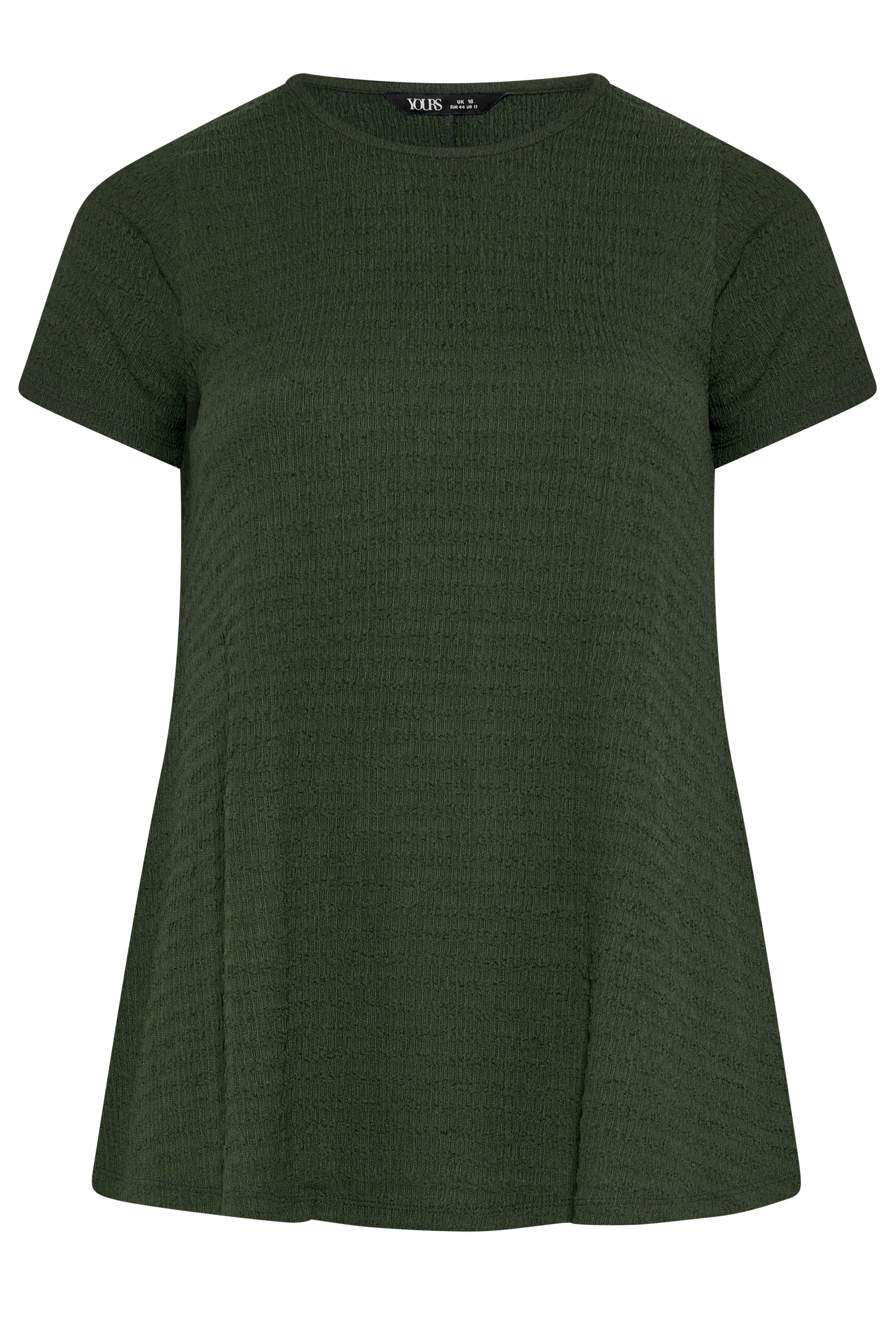 YOURS Plus Size Khaki Green Textured Swing Top | Yours Clothing 5
