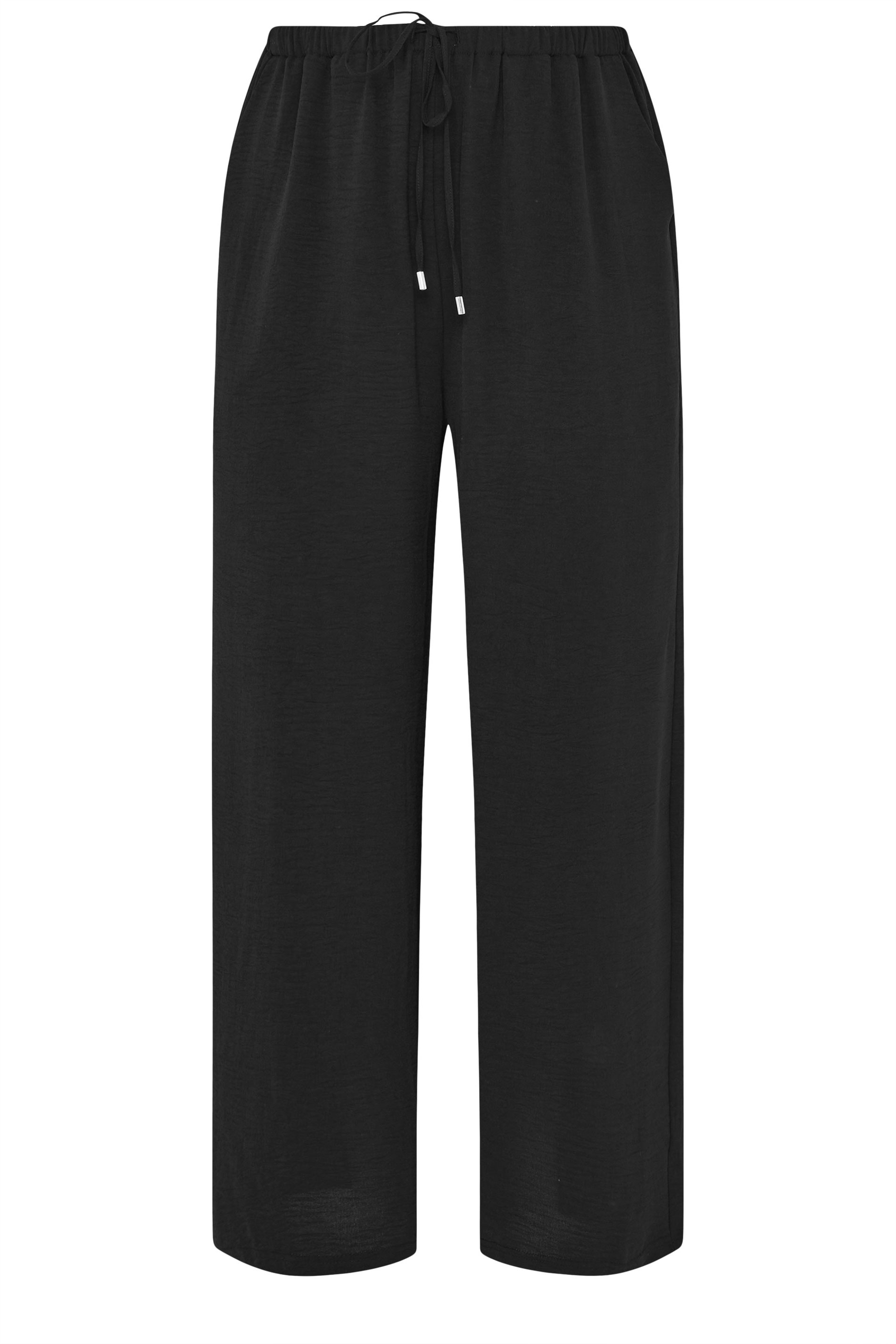 EVANS Plus Size Black Tie Waist Wide Leg Trousers | Evans  5