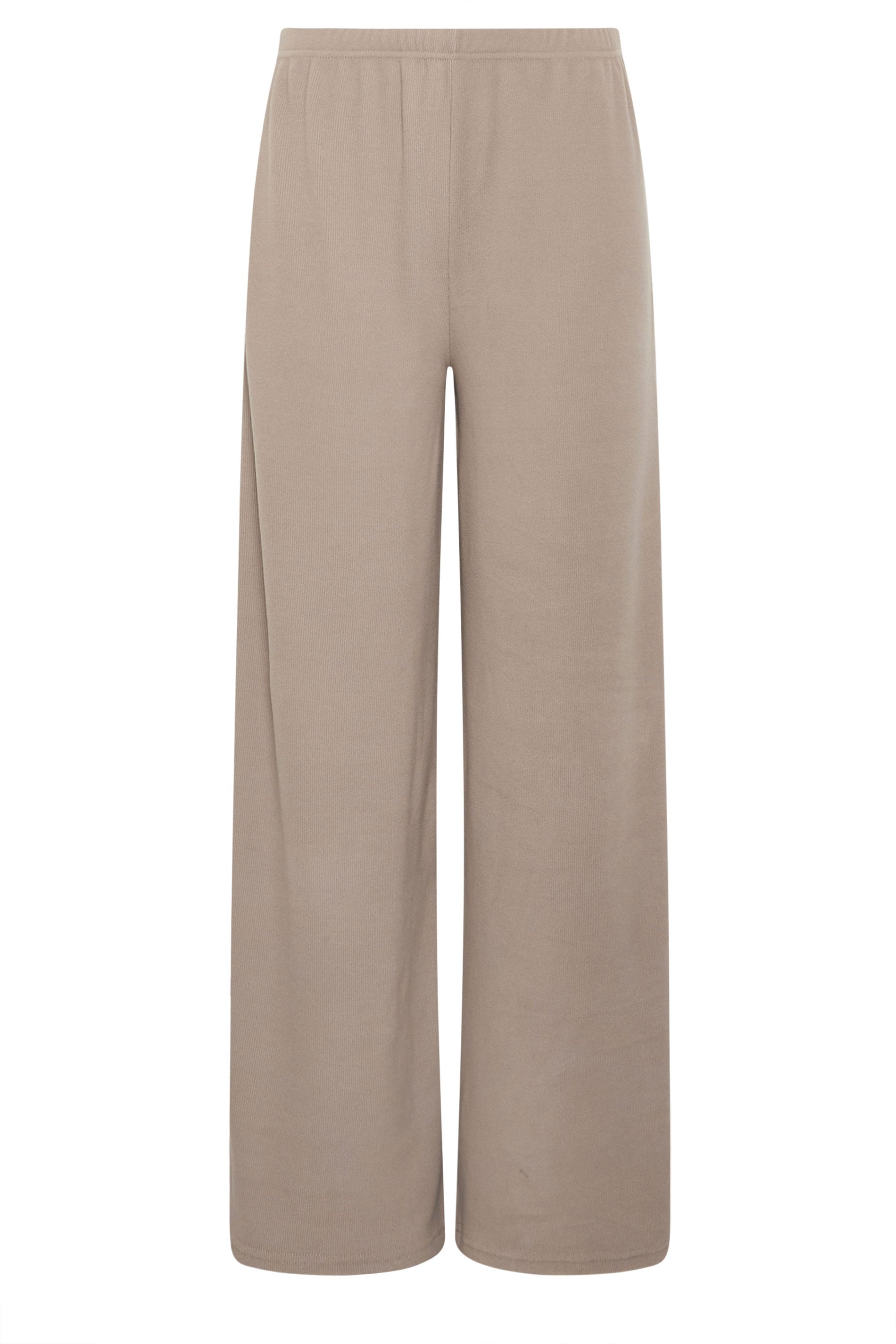 LTS Tall Women's Natural Brown Ribbed Wide Leg Trousers | Long Tall Sally 5