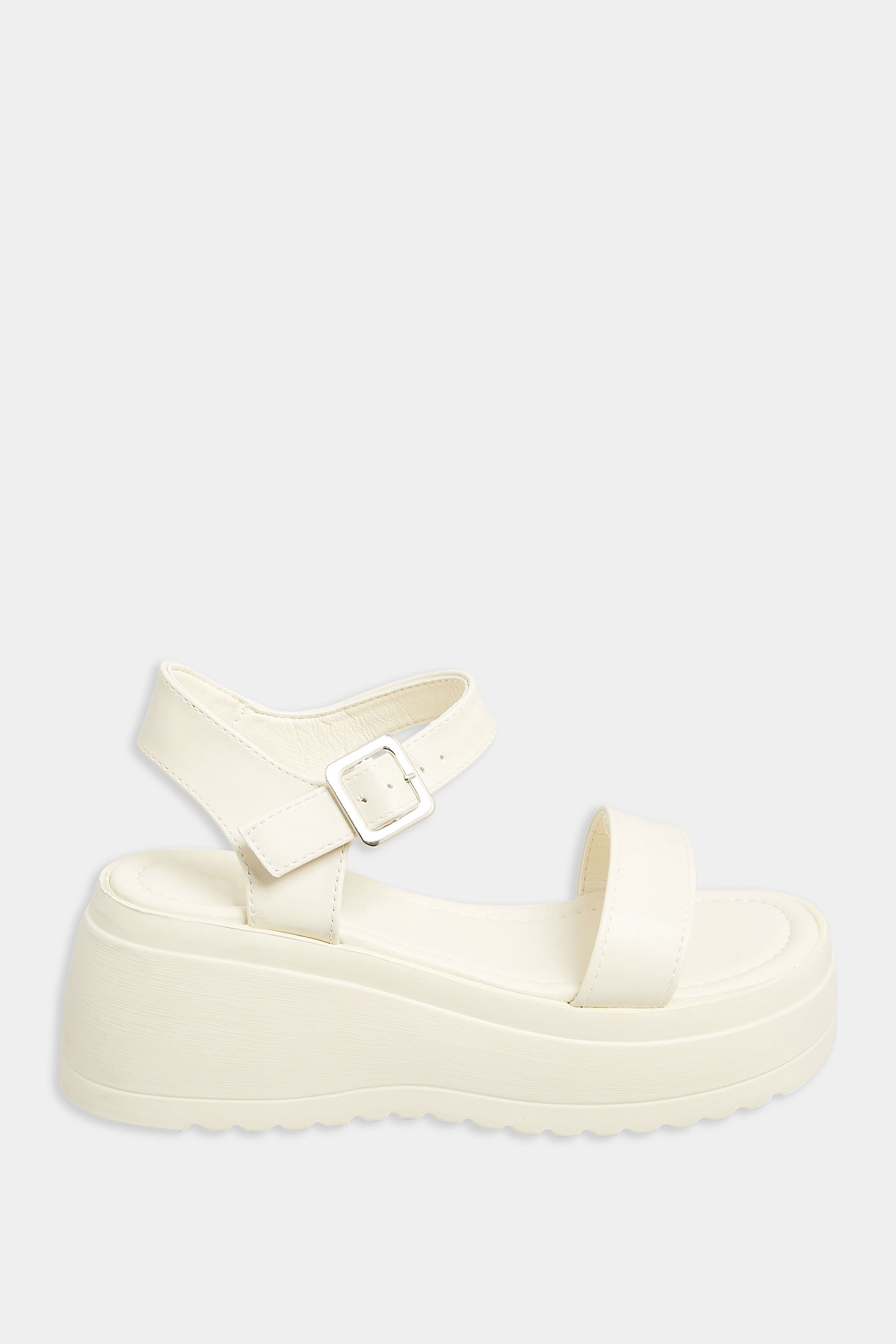 PixieGirl White Chunky Wedge Sandals In Standard Fit | PixieGirl 3