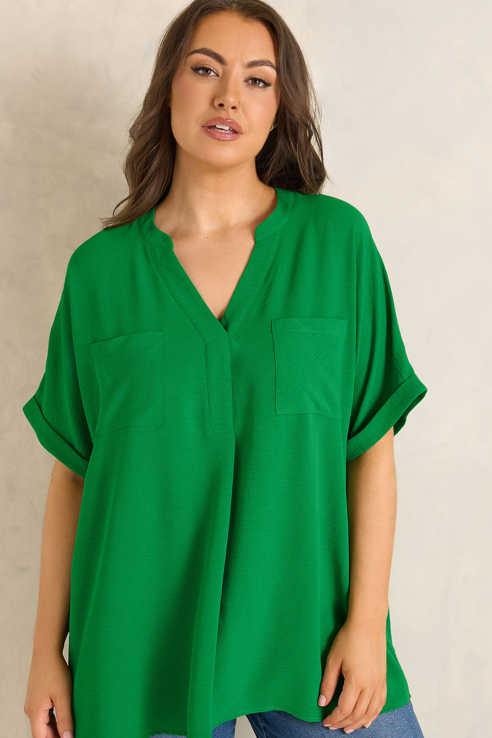 EVANS Plus Size Green Short Sleeve Utility Blouse | Evans  3