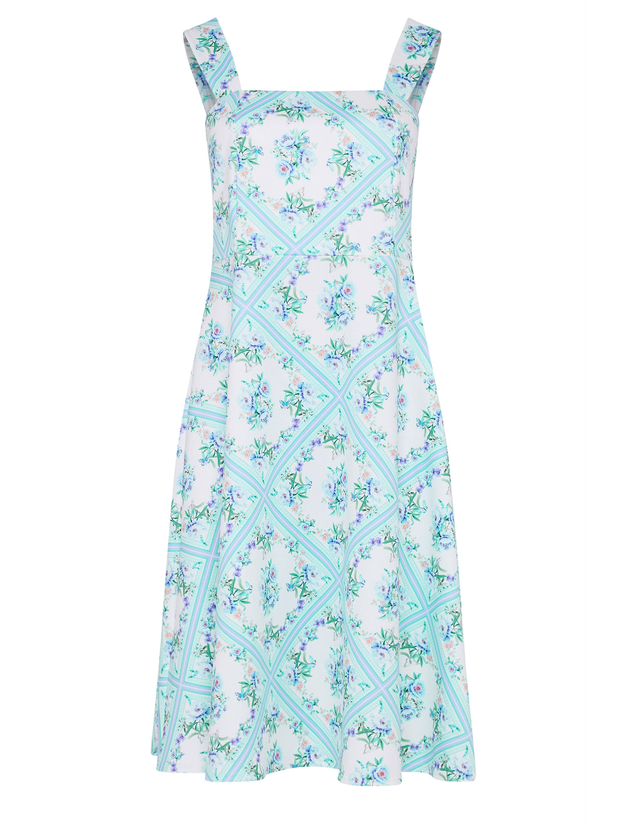 YOURS LONDON Plus Size Light Blue Floral Skater Dress | Yours Clothing 5