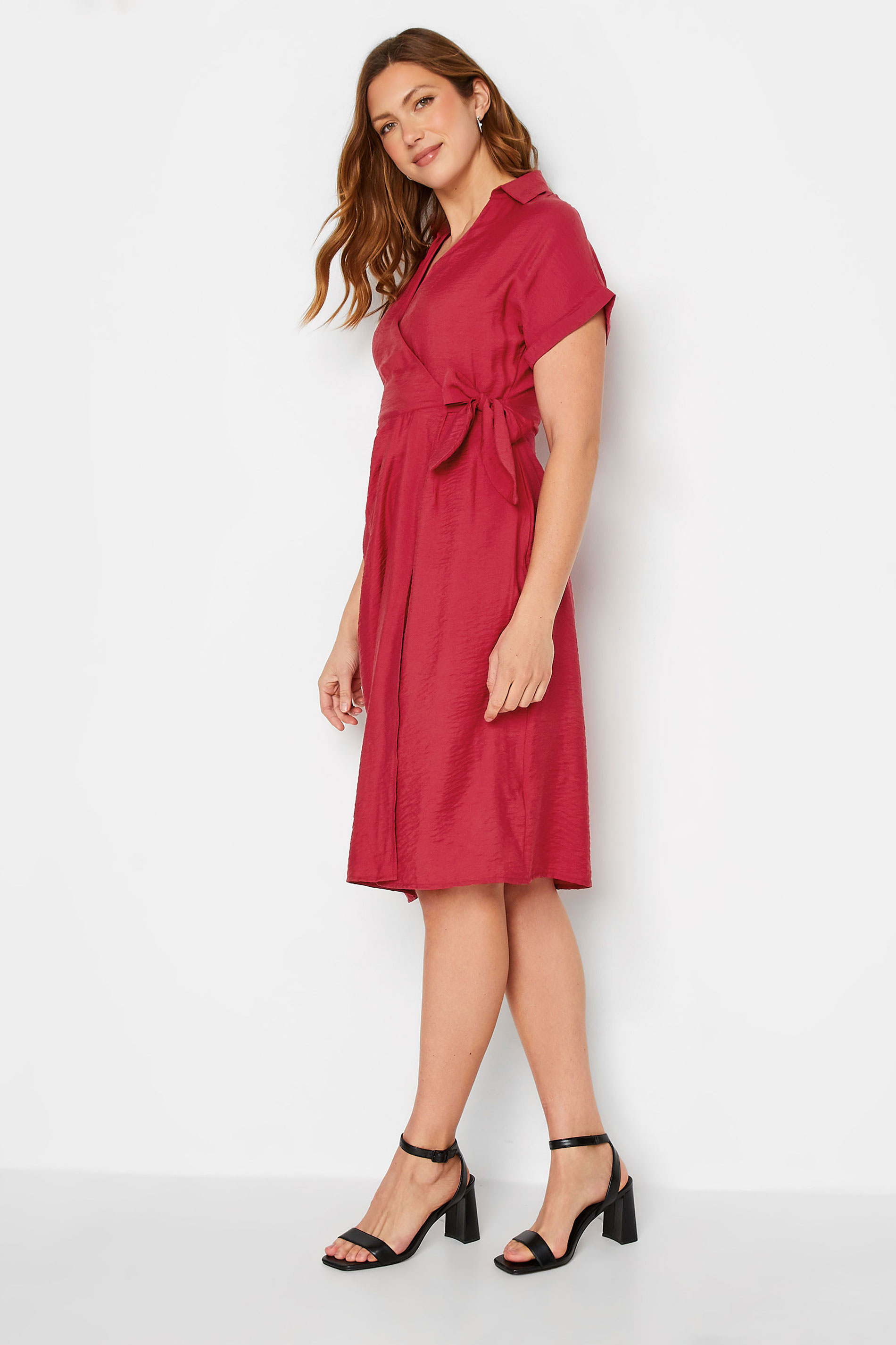 LTS Tall Women's Red Wrap Front Midi Dress | Long Tall Sally 1