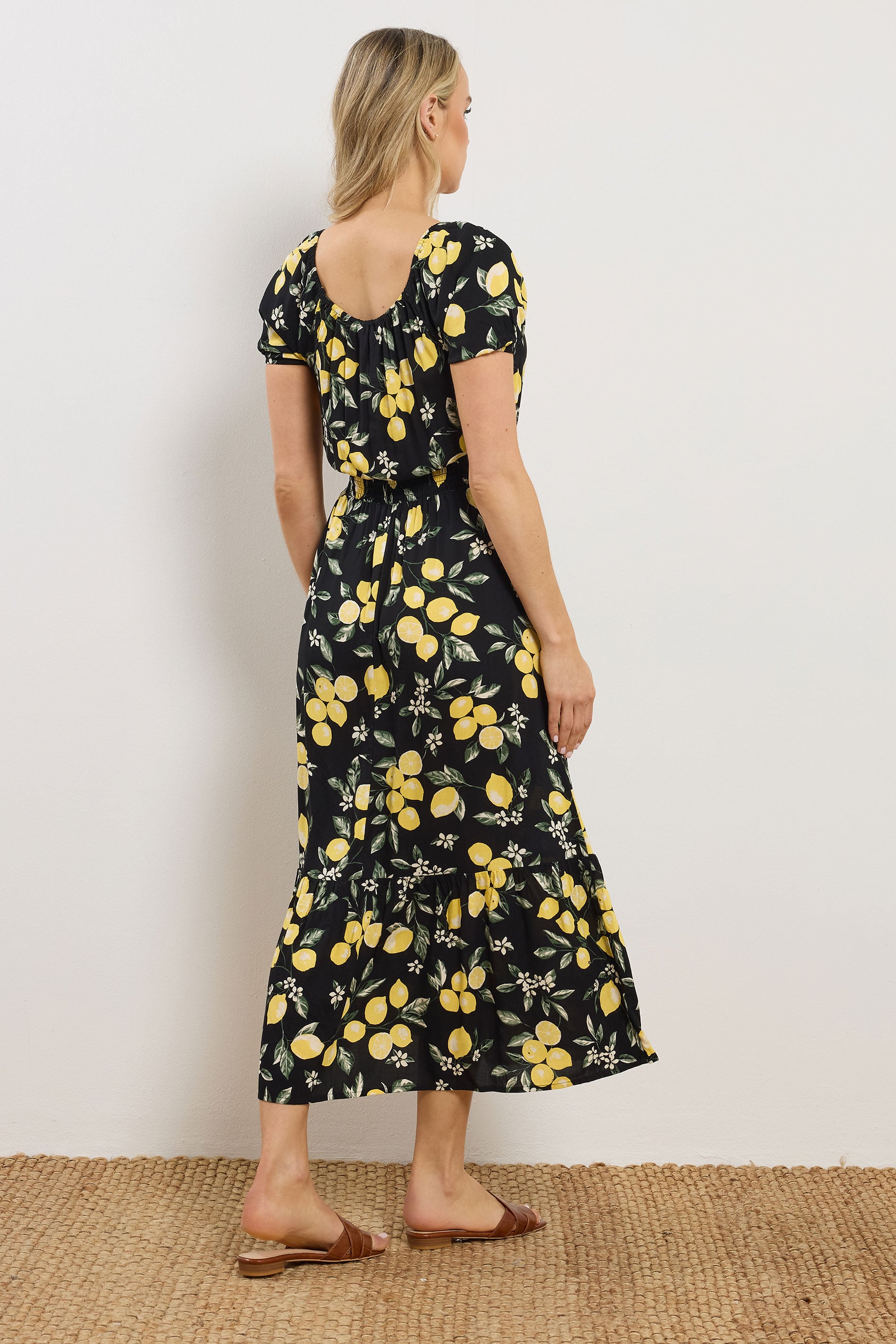 LTS Tall Women's Black Lemon Print Midi Dress | Long Tall Sally 4