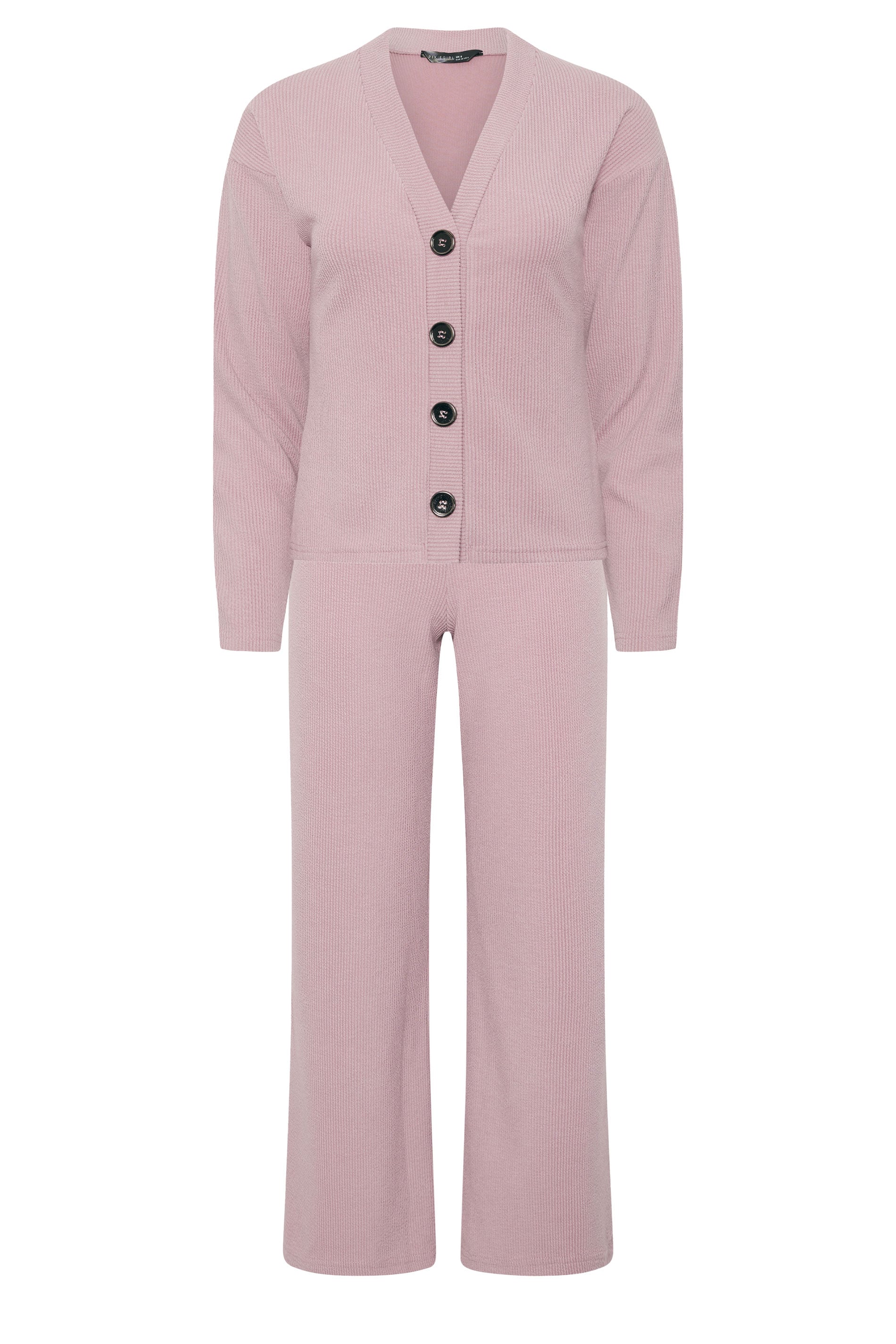 PixieGirl Petite Women's Set Pink Ribbed Top & Trousers | PixieGirl 8