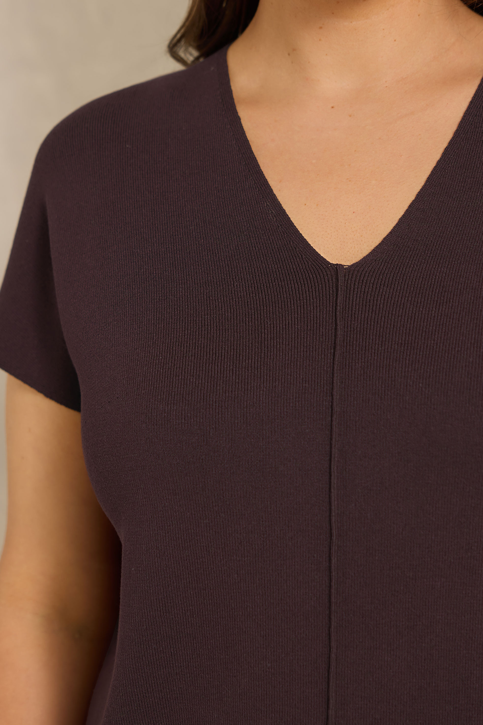 EVANS Plus Size Brown V-Neck Knitted Top | Evans 4