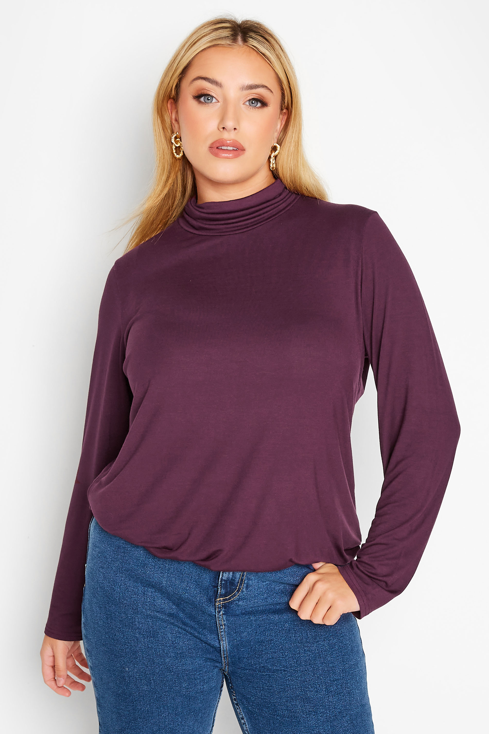 LIMITED COLLECTION Curve Berry Purple Turtle Neck Top 1