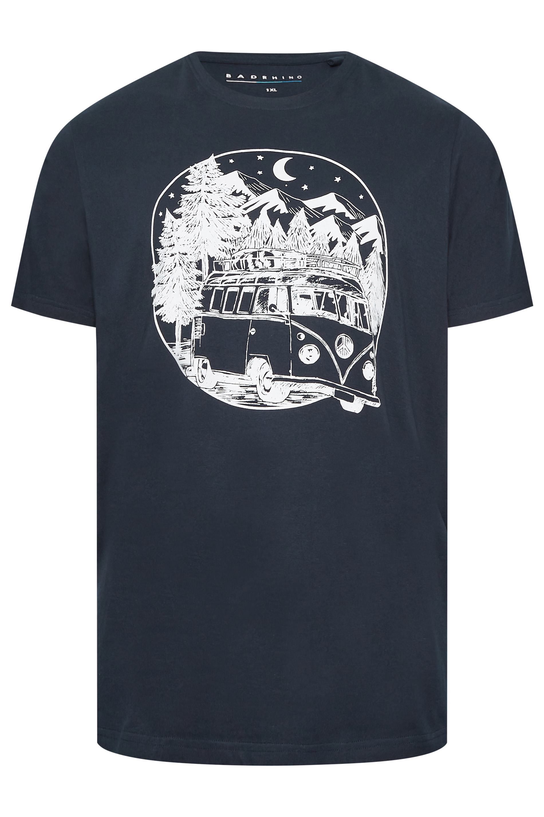 BadRhino Big & Tall Navy Blue Campervan Print T-Shirt | BadRhino 3