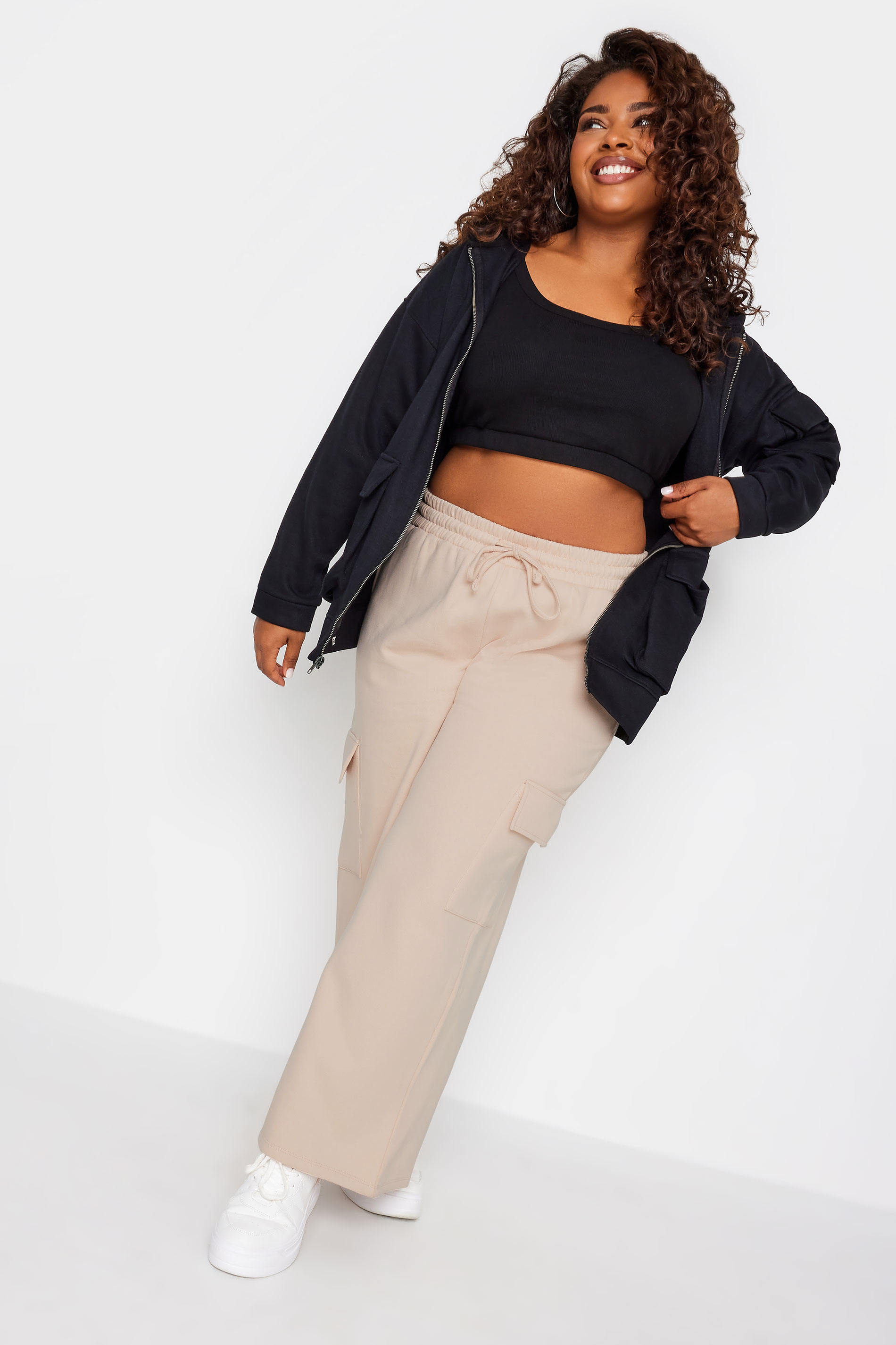 YOURS Plus Size Beige Brown Wide Leg Cargo Joggers 2