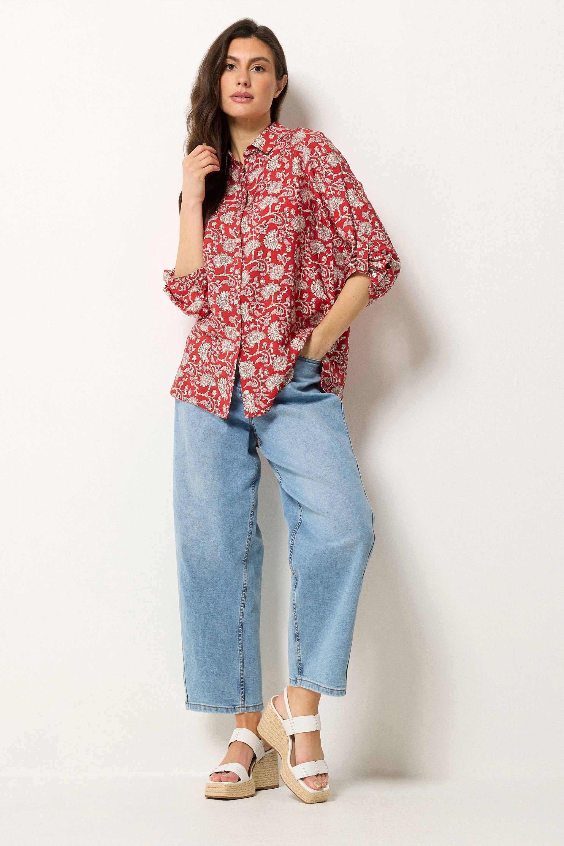 M&Co Red Paisley Print Shirt | M&Co 1