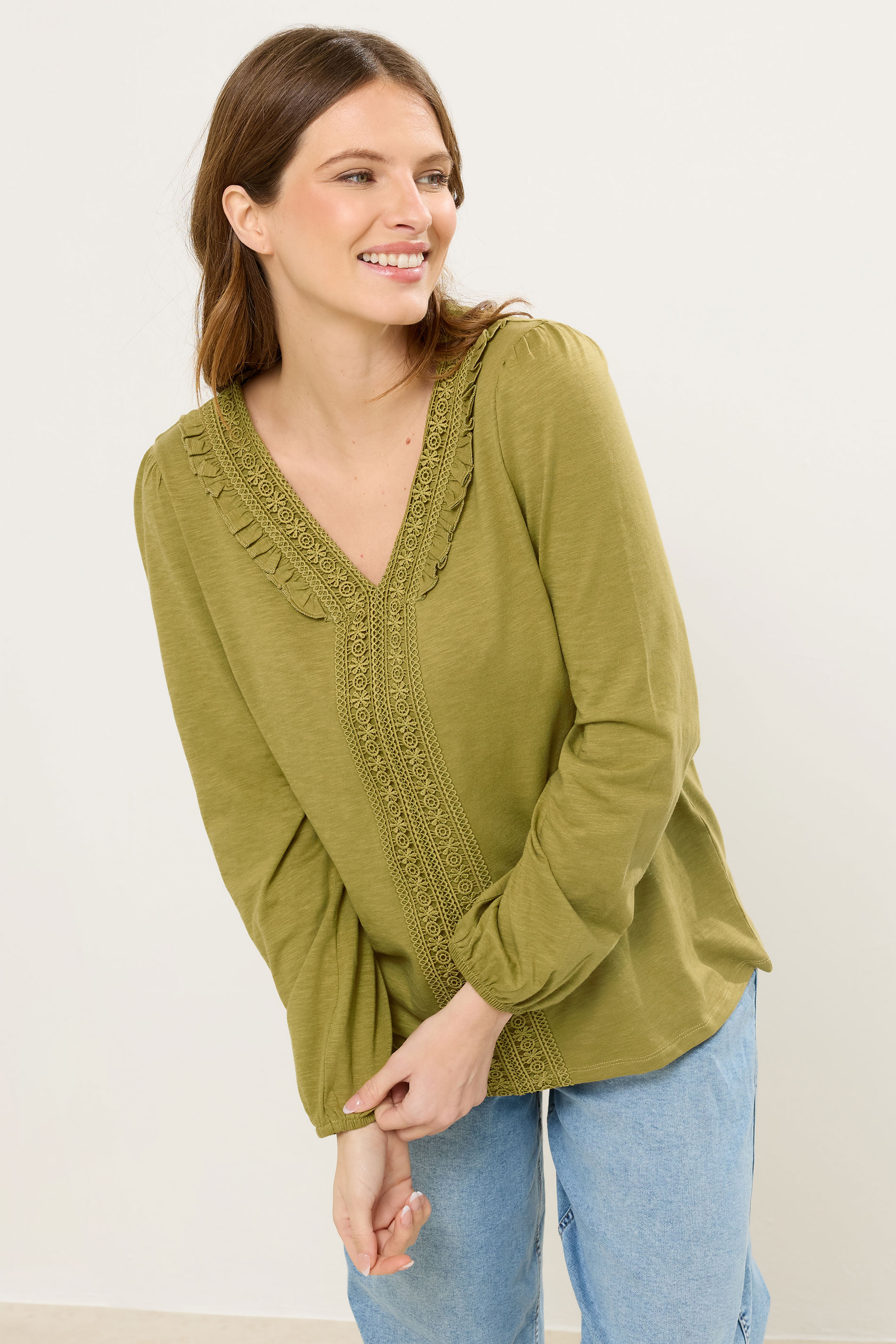 M&Co Green Frill Detail Cotton Blouse | M&Co 3