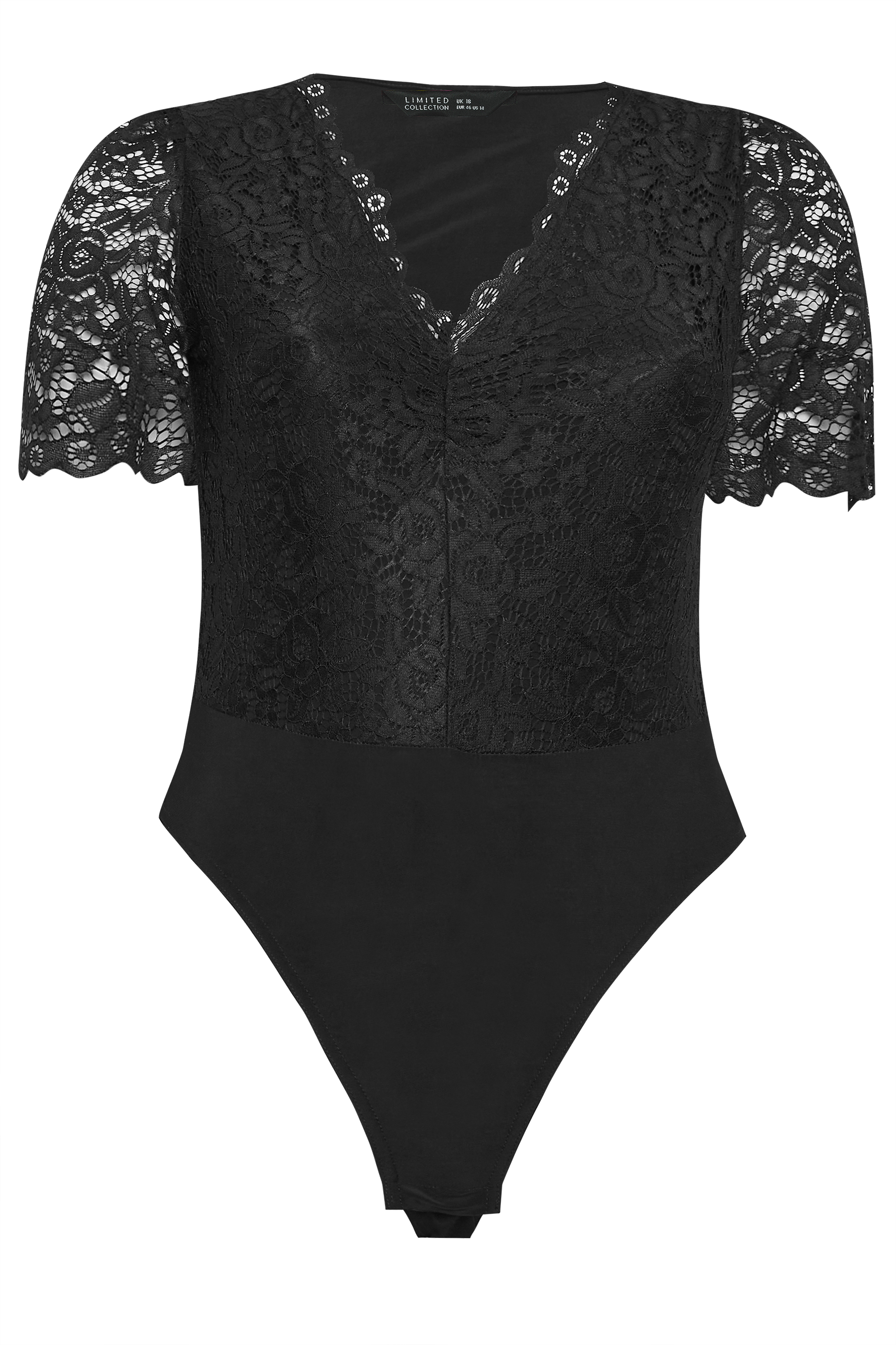 Plus Size LIMITED COLLECTION Black Lace Short Sleeve Bodysuit | Yours ...