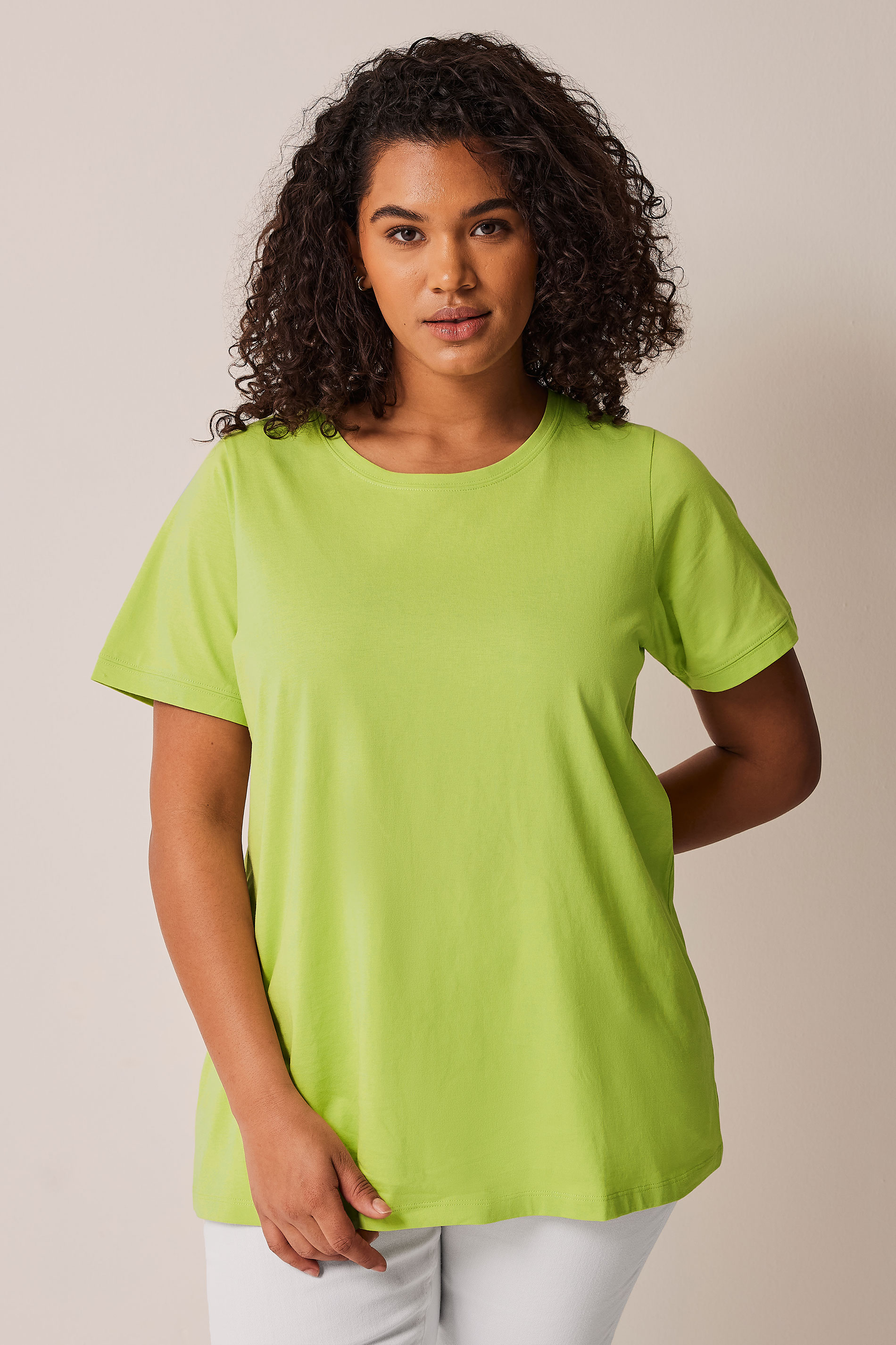 EVANS Plus Size Lime Green Essential T-Shirt | Evans 1