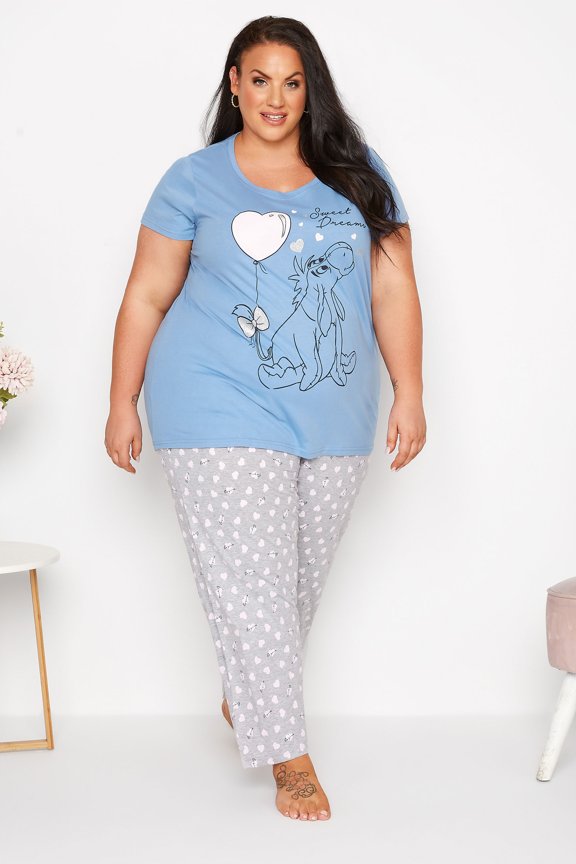 DISNEY Plus Size Blue Eeyore Sweet Dreams Pyjama Set | Yours Clothing 1