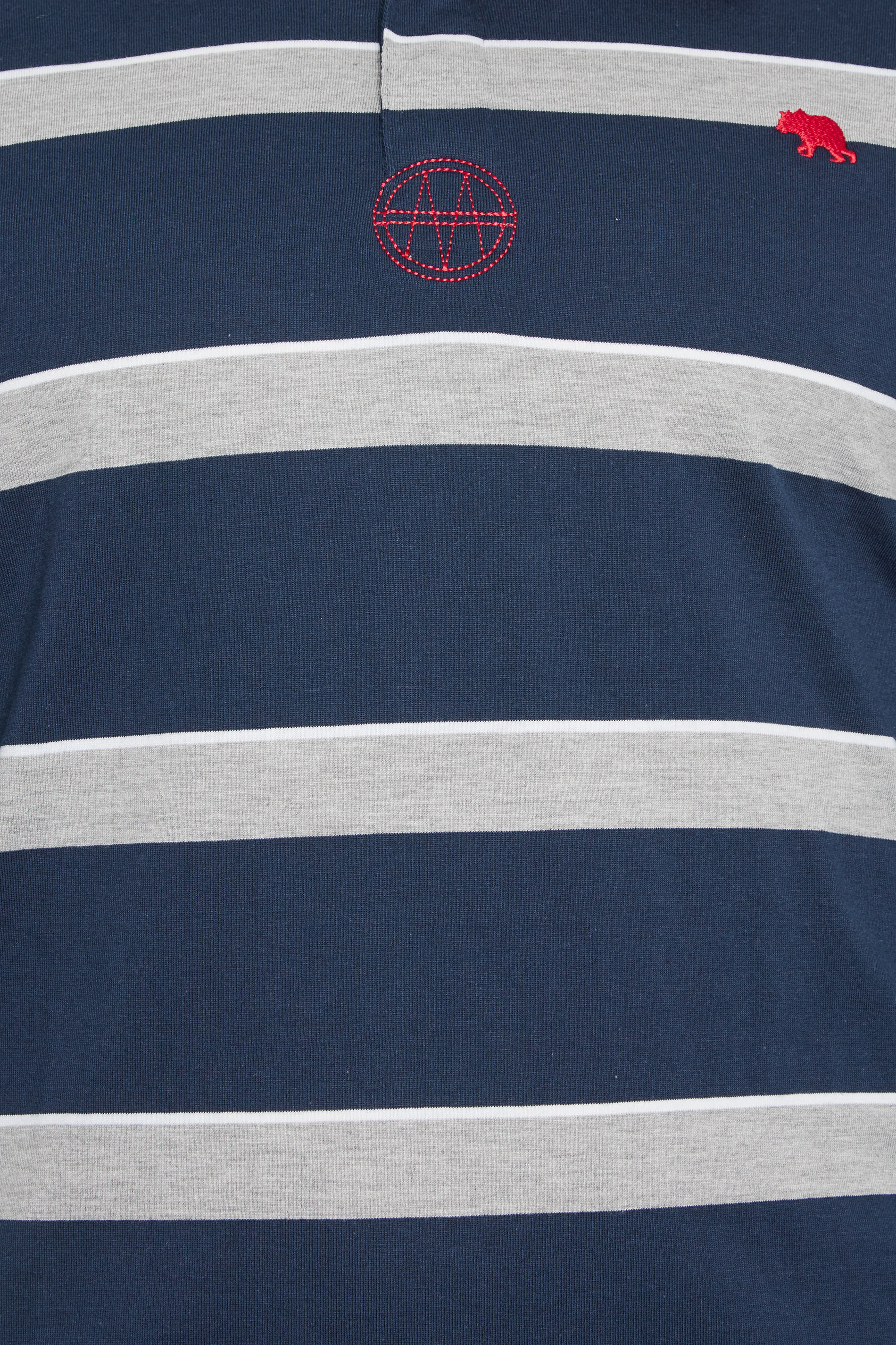 D555 Big & Tall Navy Blue Stripe Rugby Style Shirt | BadRhino 3