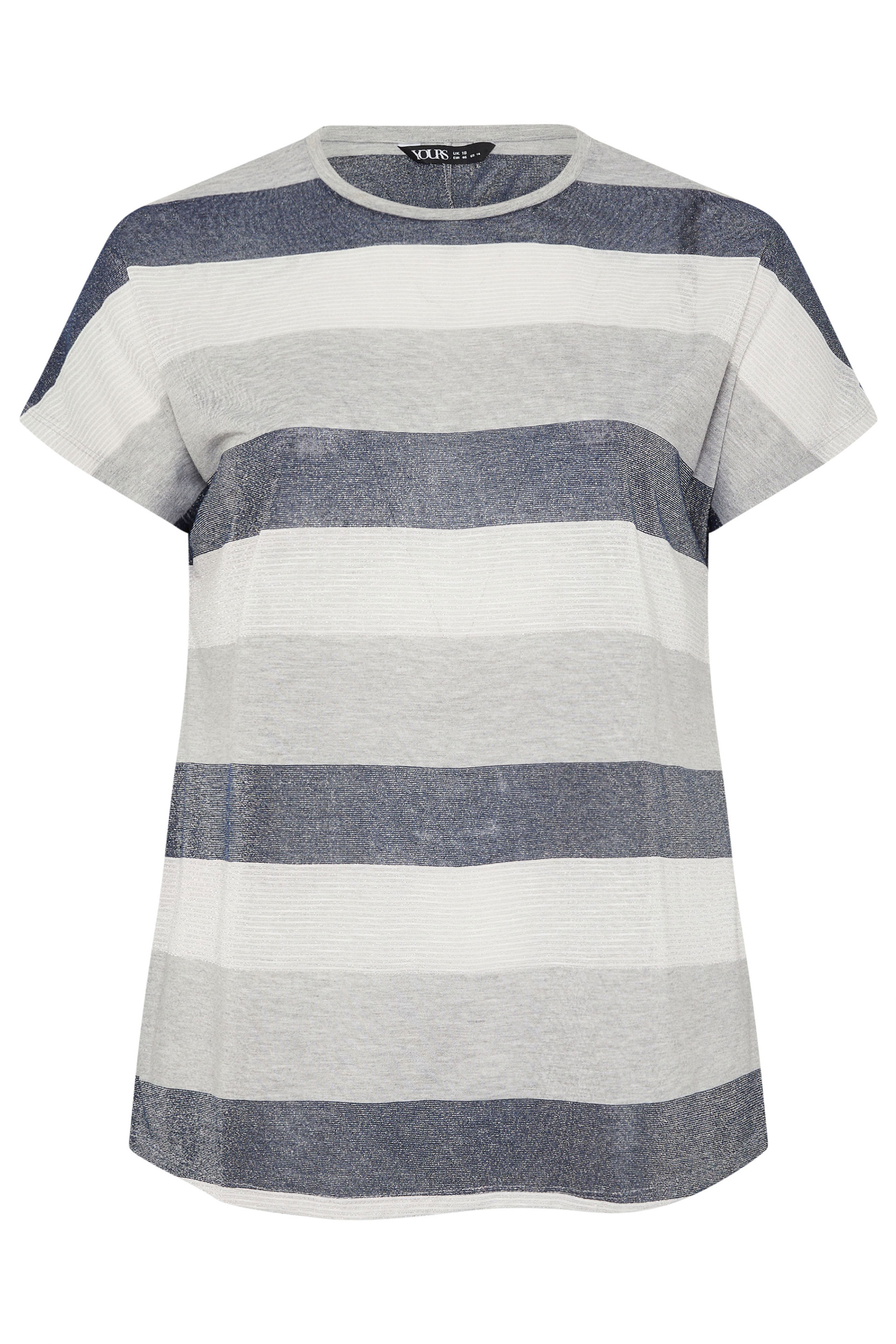 Yours Plus Size Grey Metallic Stripe T-Shirt | Yours Clothing 5