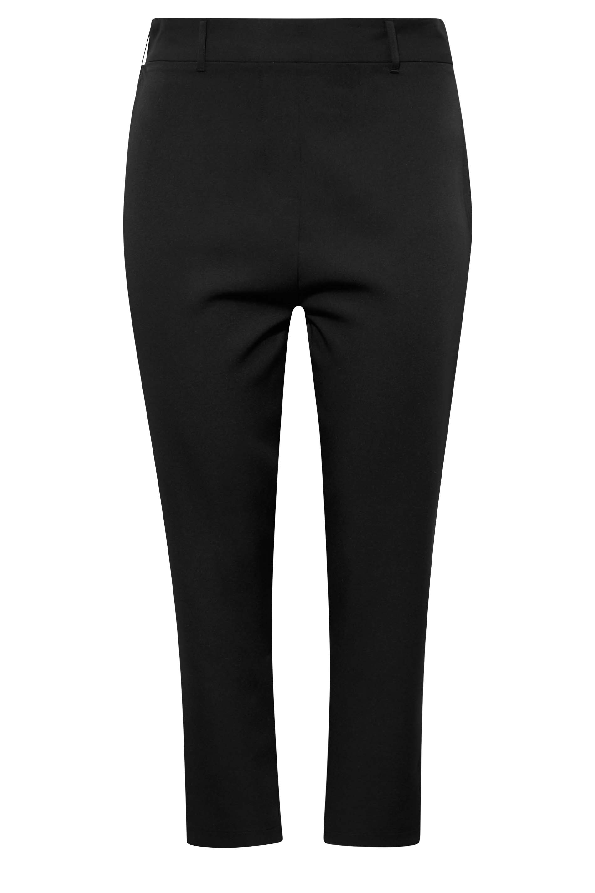 Plus Size Black High Waisted Stretch Tapered Trousers | Yours Clothing