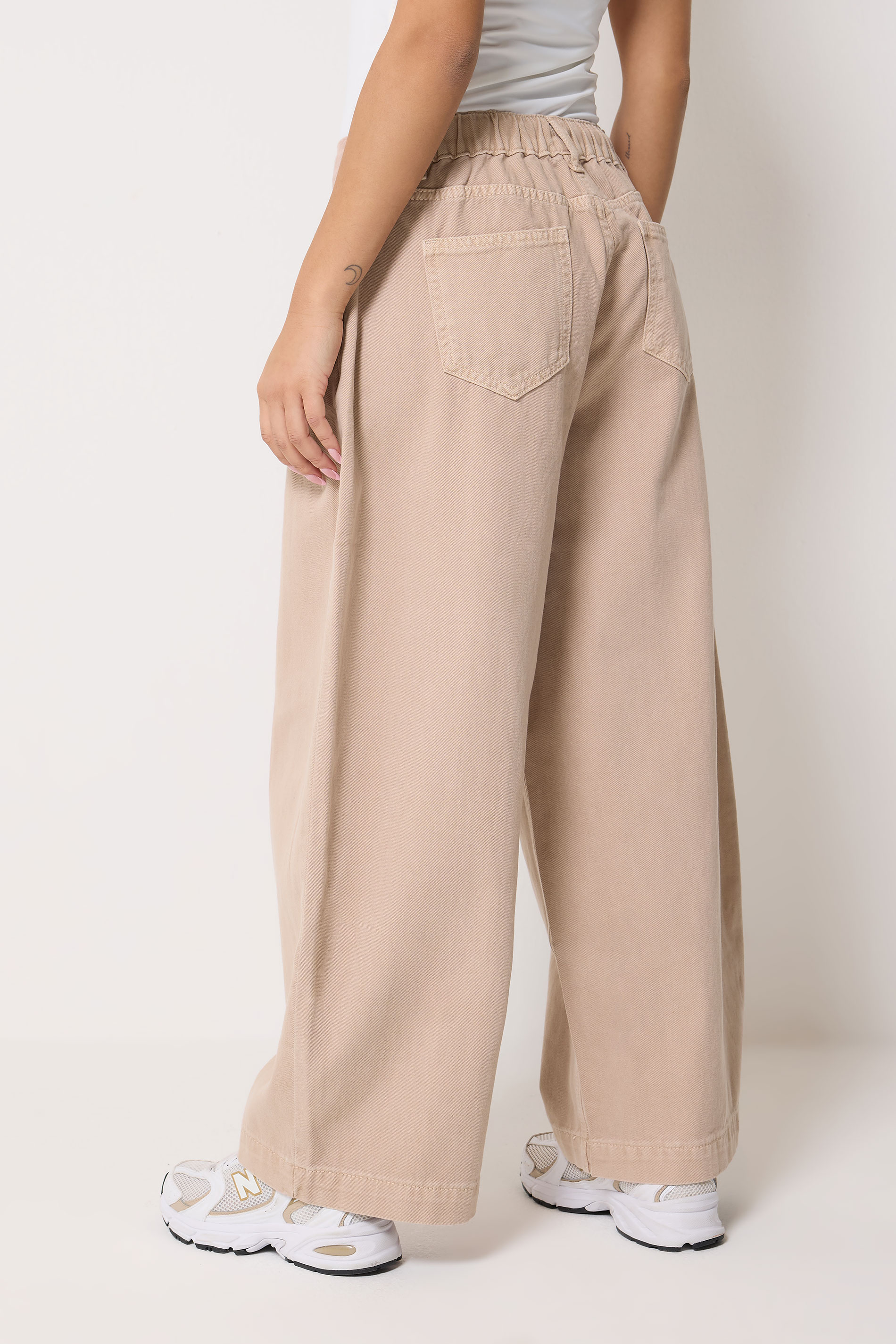 PixieGirl Petite Women's Light Pink Tie Waist Wide Leg Jeans | PixieGirl  4
