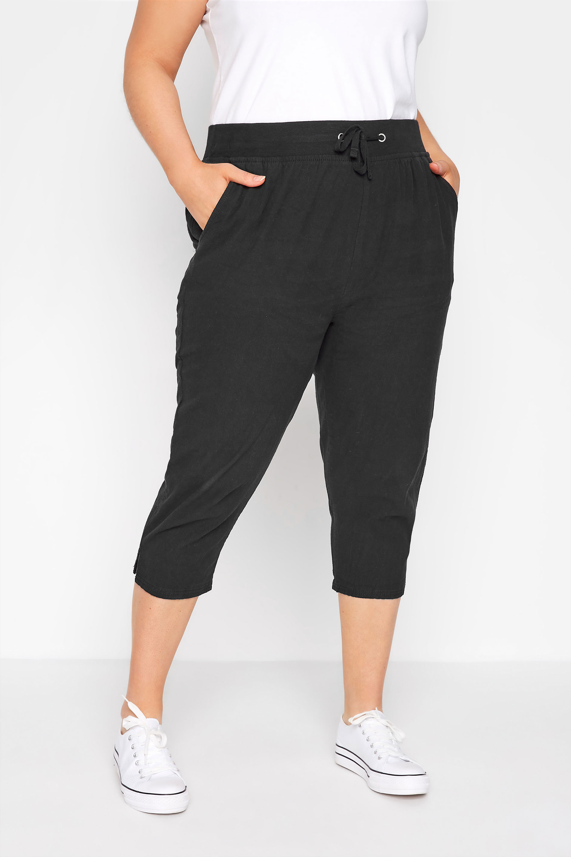 Curve Black Cool Cotton Cropped Joggers_A.jpg