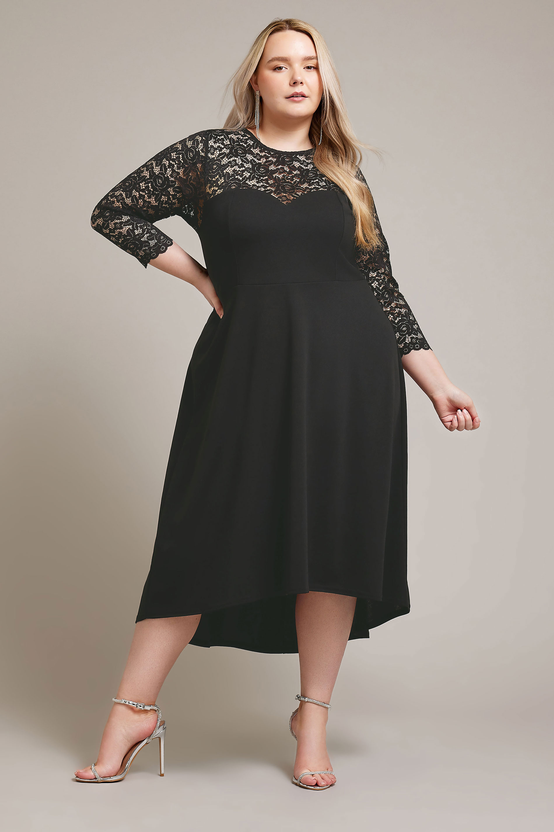 YOURS LONDON Plus Size Black Lace Sweetheart Dress | Yours Clothing 2