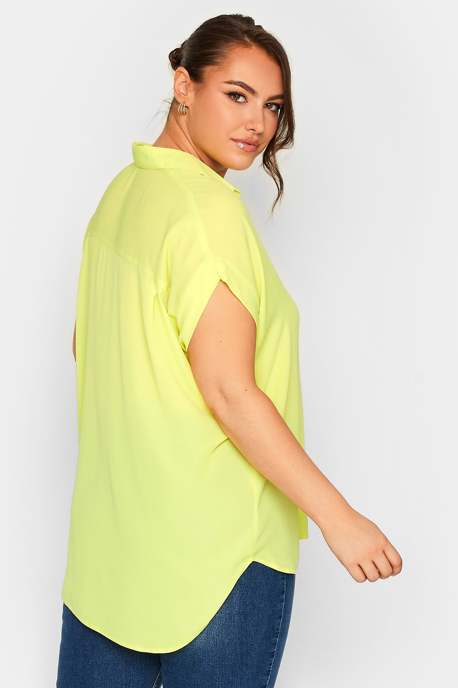 YOURS Curve Plus Size Lime Green Short Sleeve Shirt | Yours Clothing  3