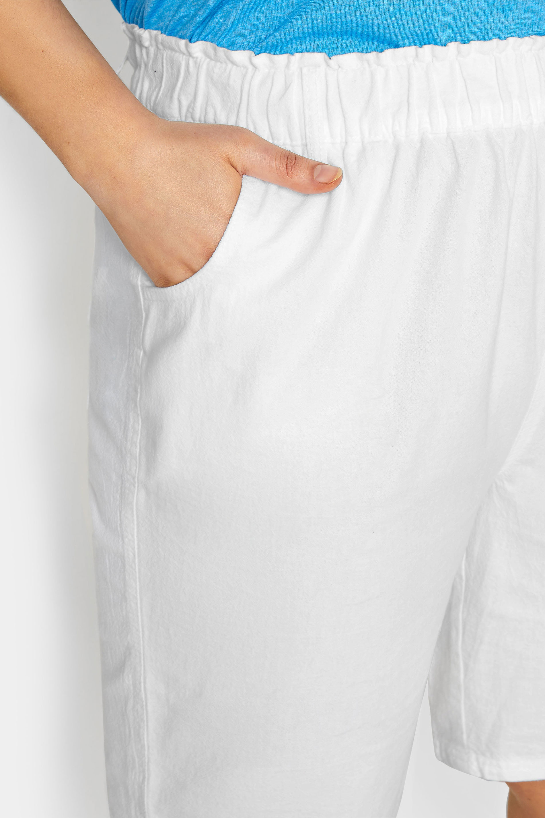 YOURS Plus Size White Cool Cotton Shorts | Yours Clothing 3