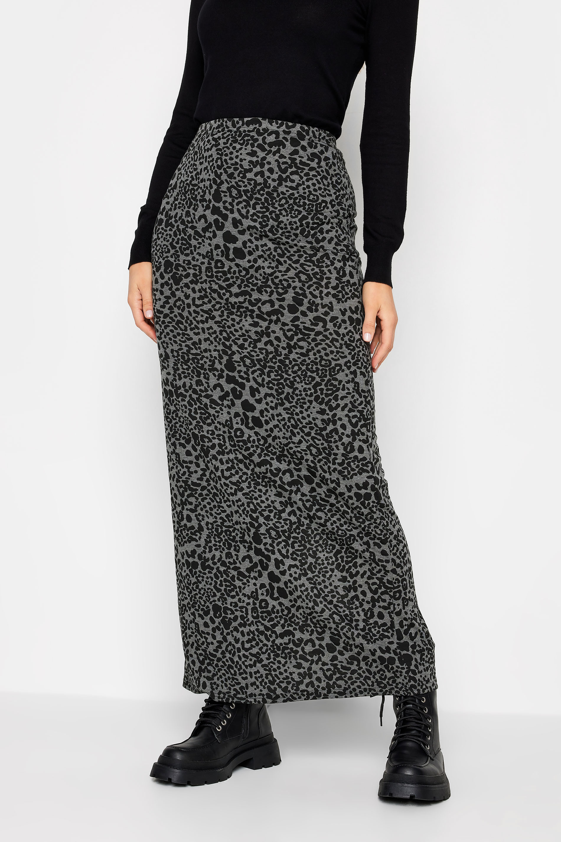 LTS Tall Grey Leopard Print Maxi Skirt | Long Tall Sally 1