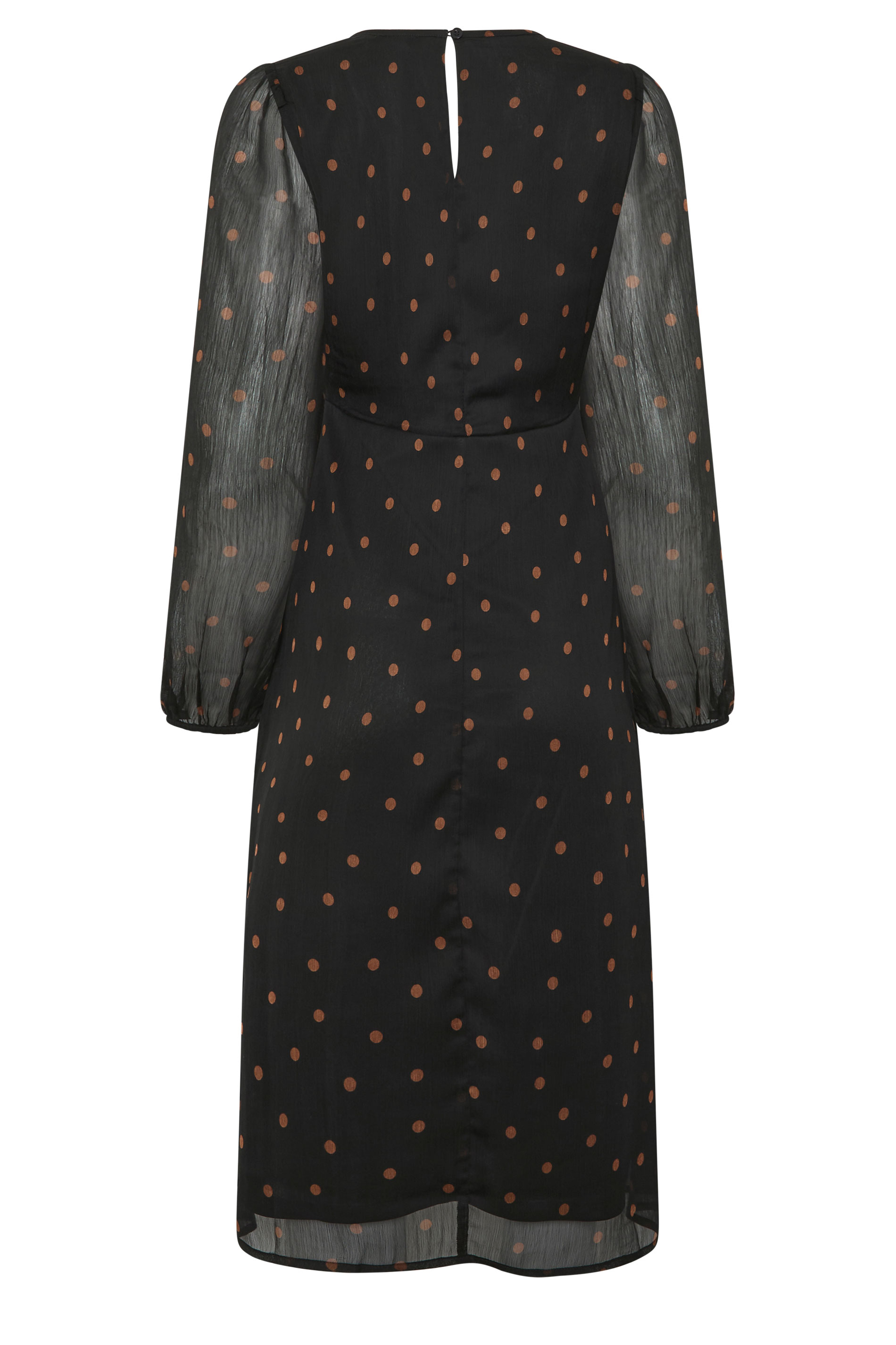 M&Co Black Spot Print Long Sleeve Chiffon Dress | M&Co 6