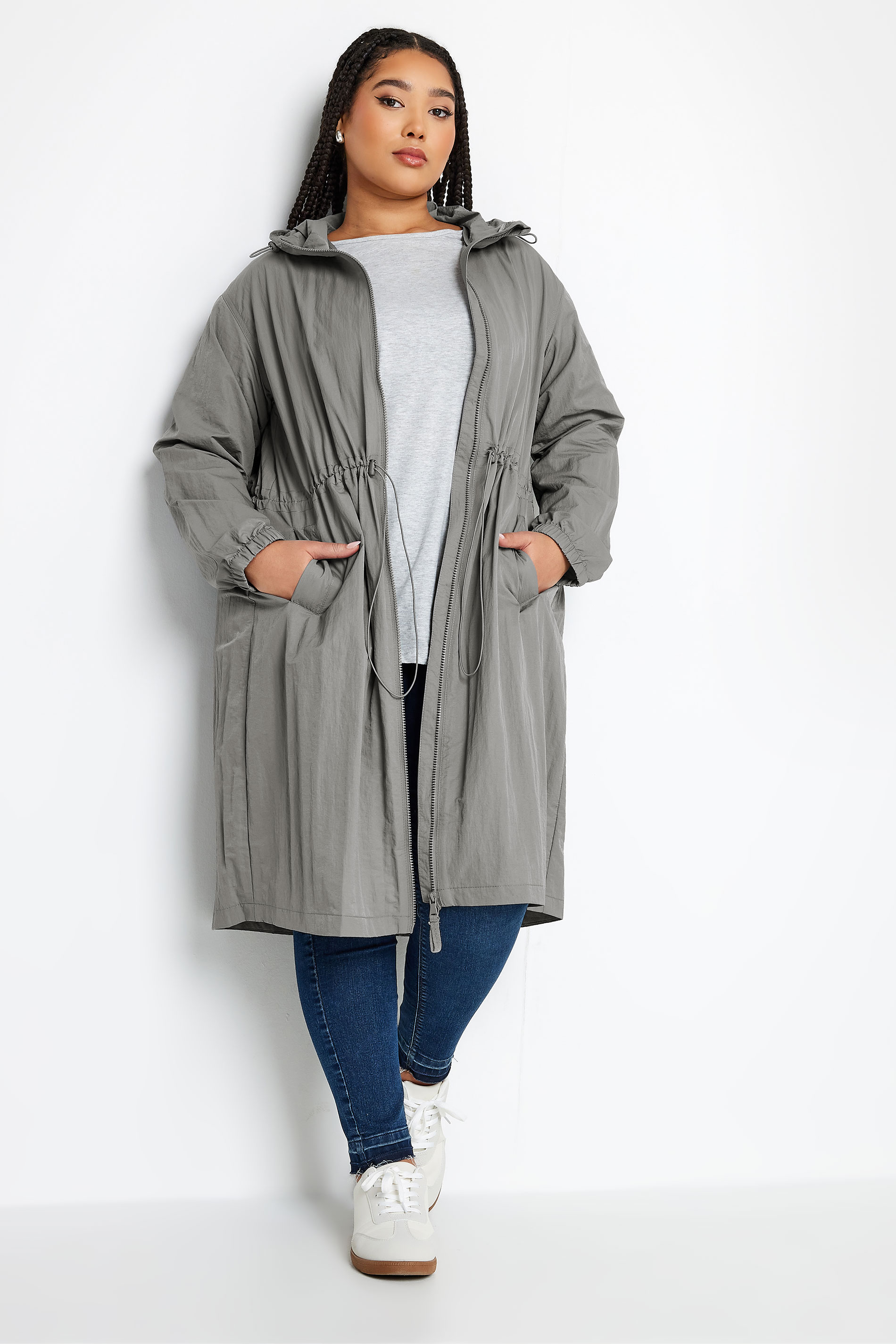 YOURS Plus Size Grey Lightweight Longline Parka Jacket | Yours Clothing 2